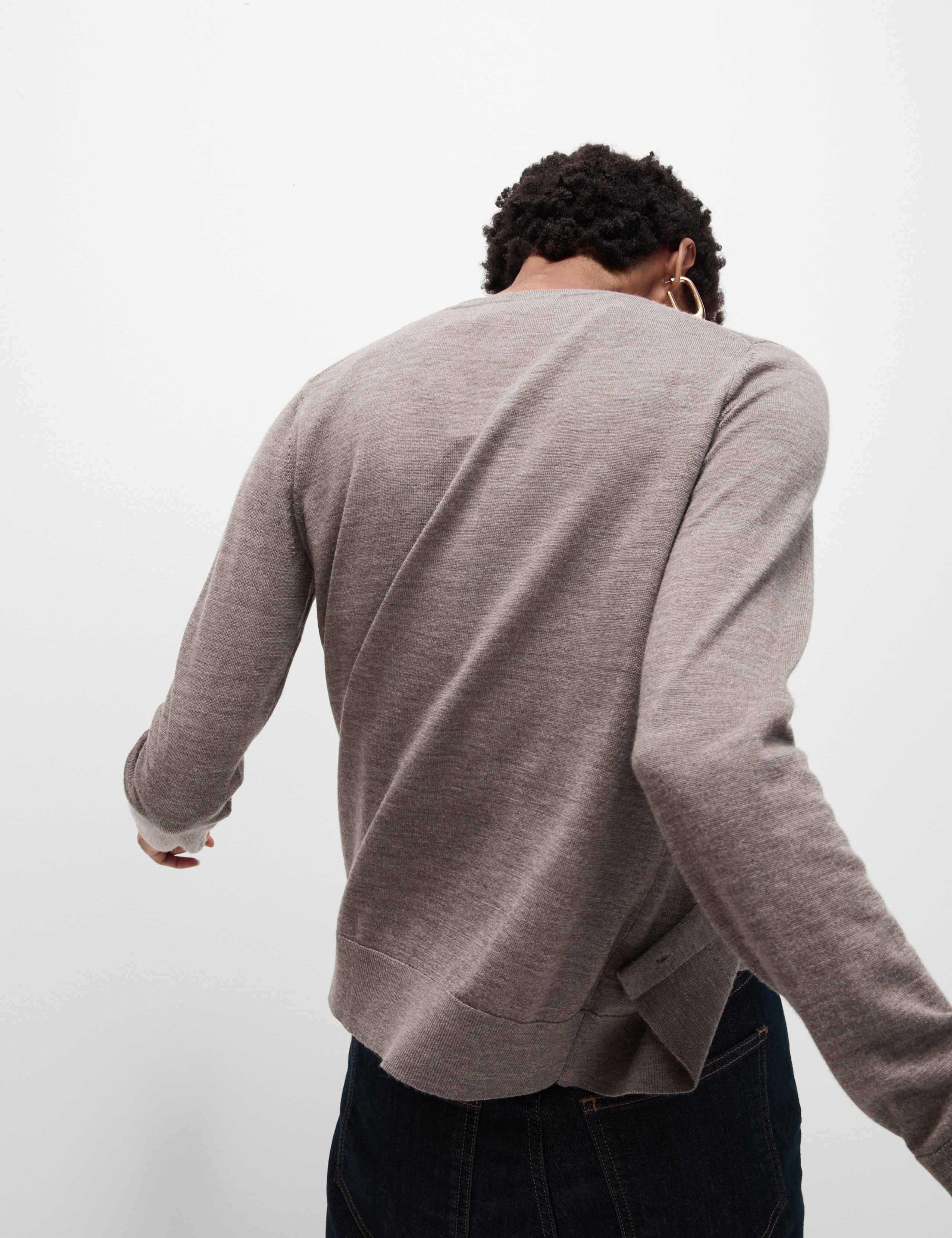 Pure Merino Wool Crew Neck Cardigan 5 of 6