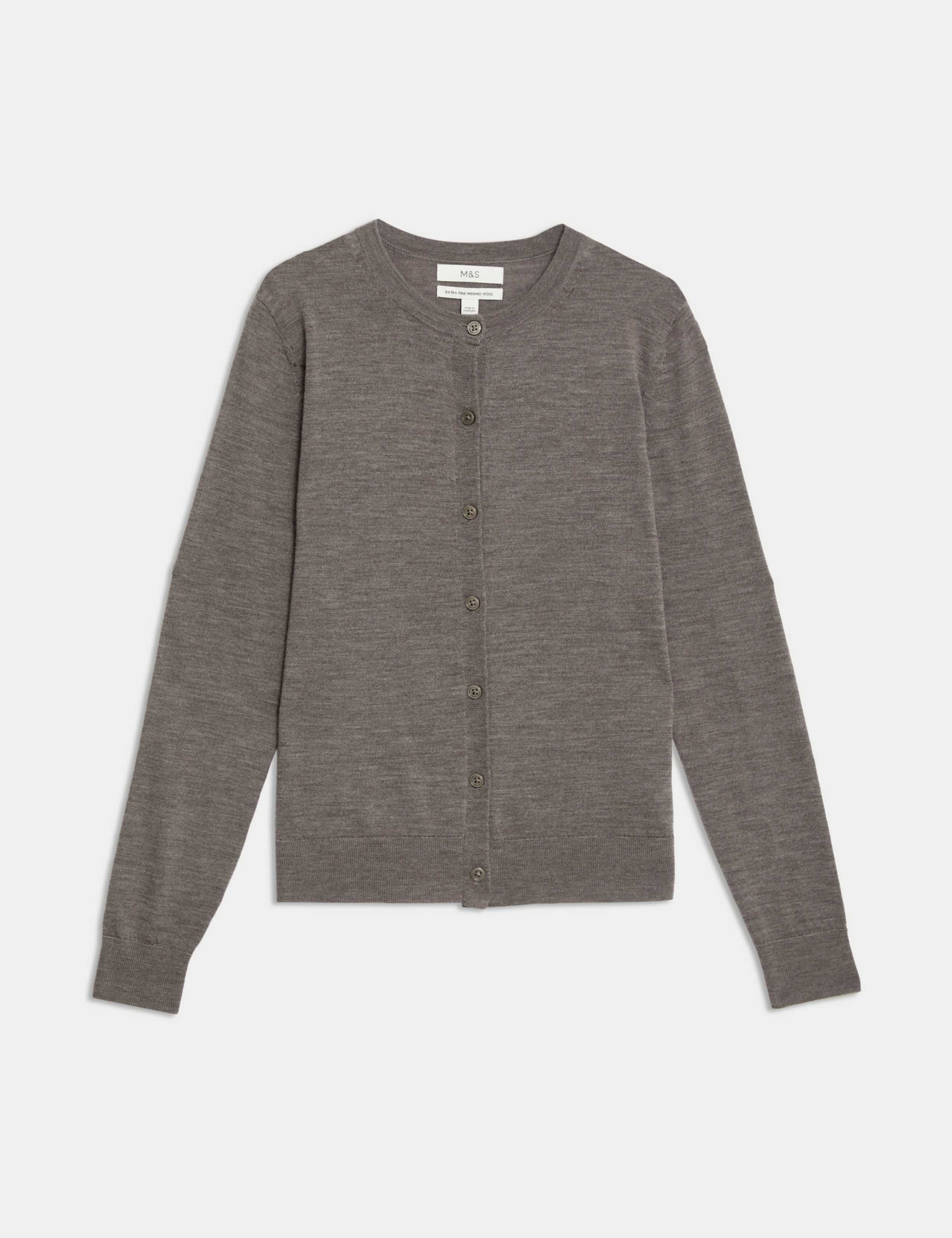 Pure Merino Wool Crew Neck Cardigan 2 of 6