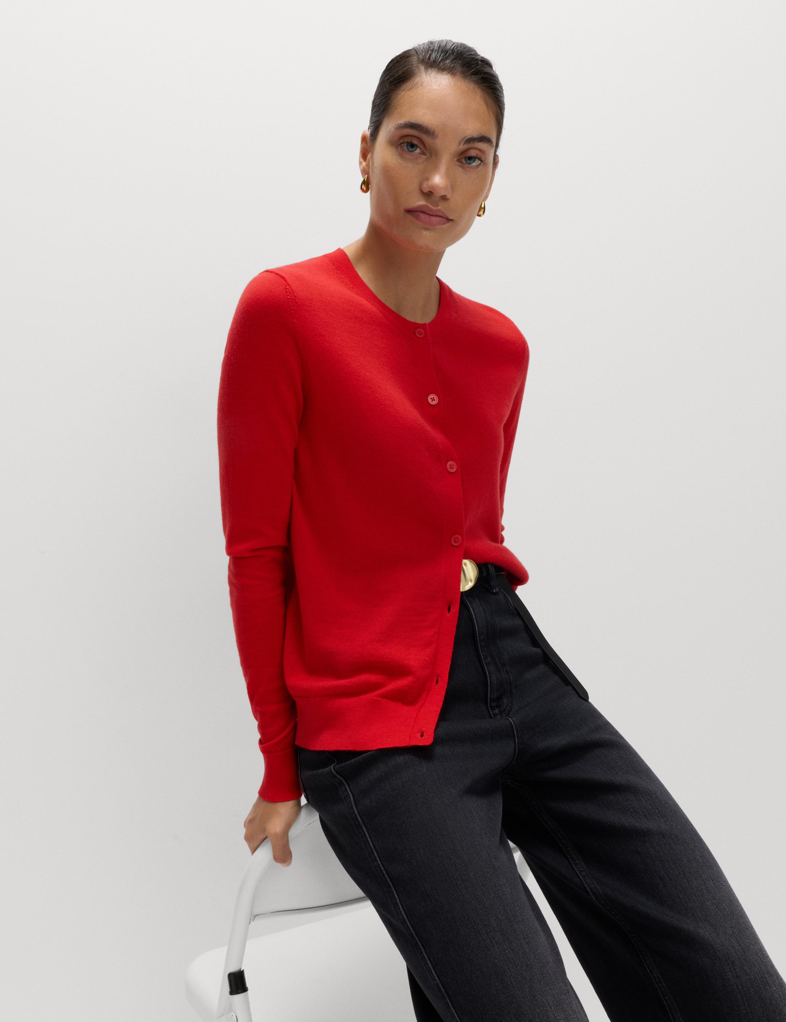 Pure Merino Wool Crew Neck Cardigan 5 of 5