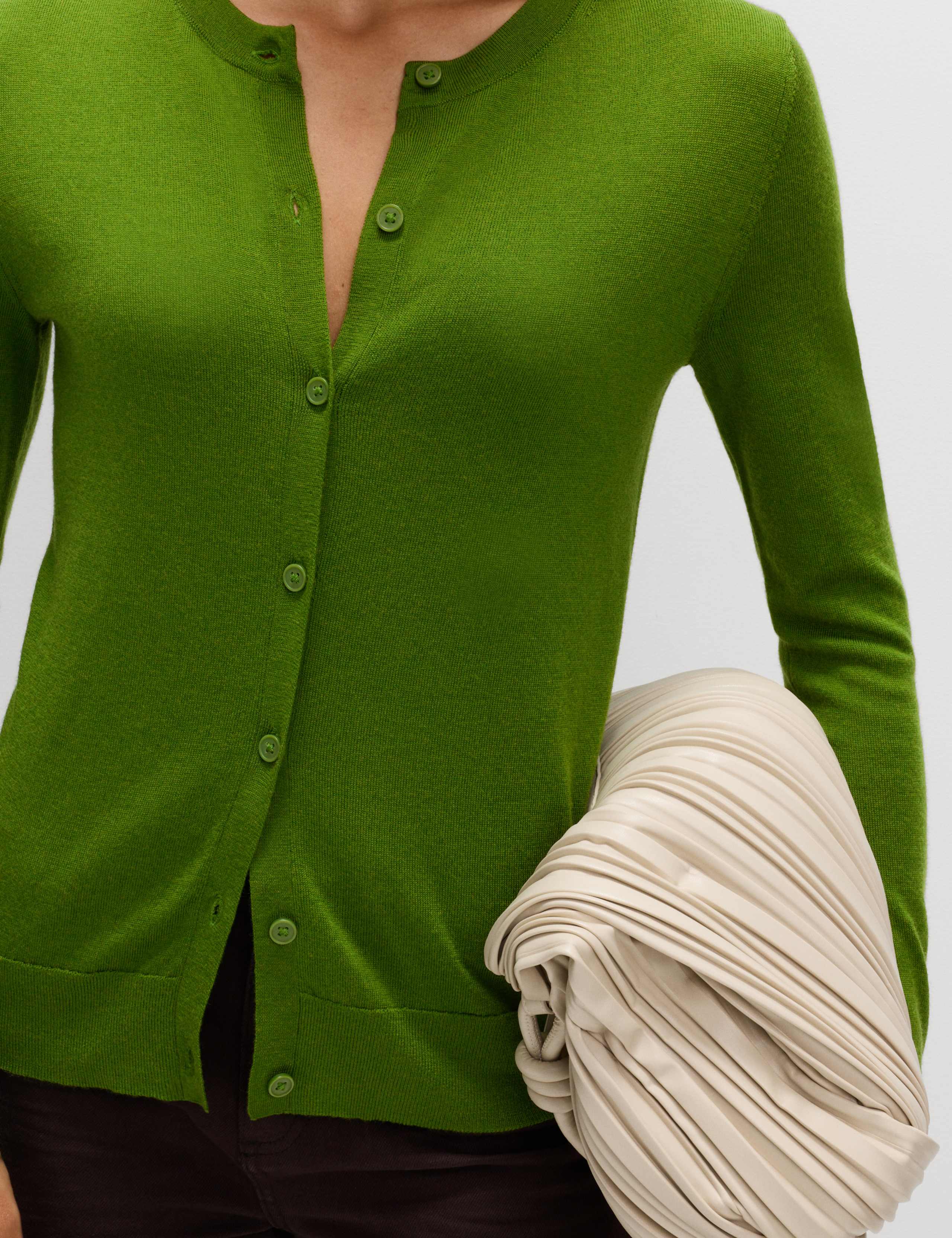 Pure Merino Wool Crew Neck Cardigan 3 of 6