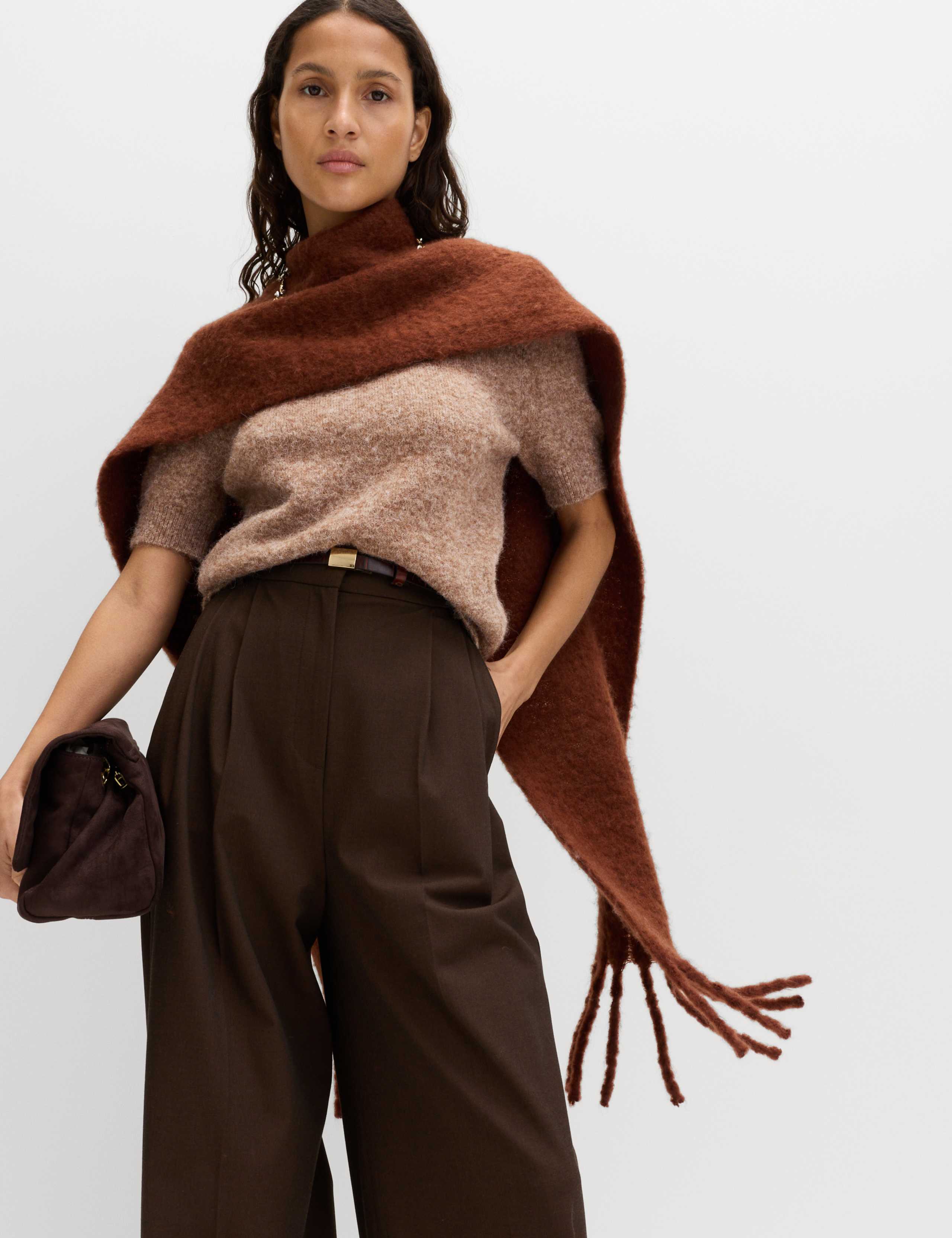 Textured Slim Fit Knitted Top with Wool 3 of 6