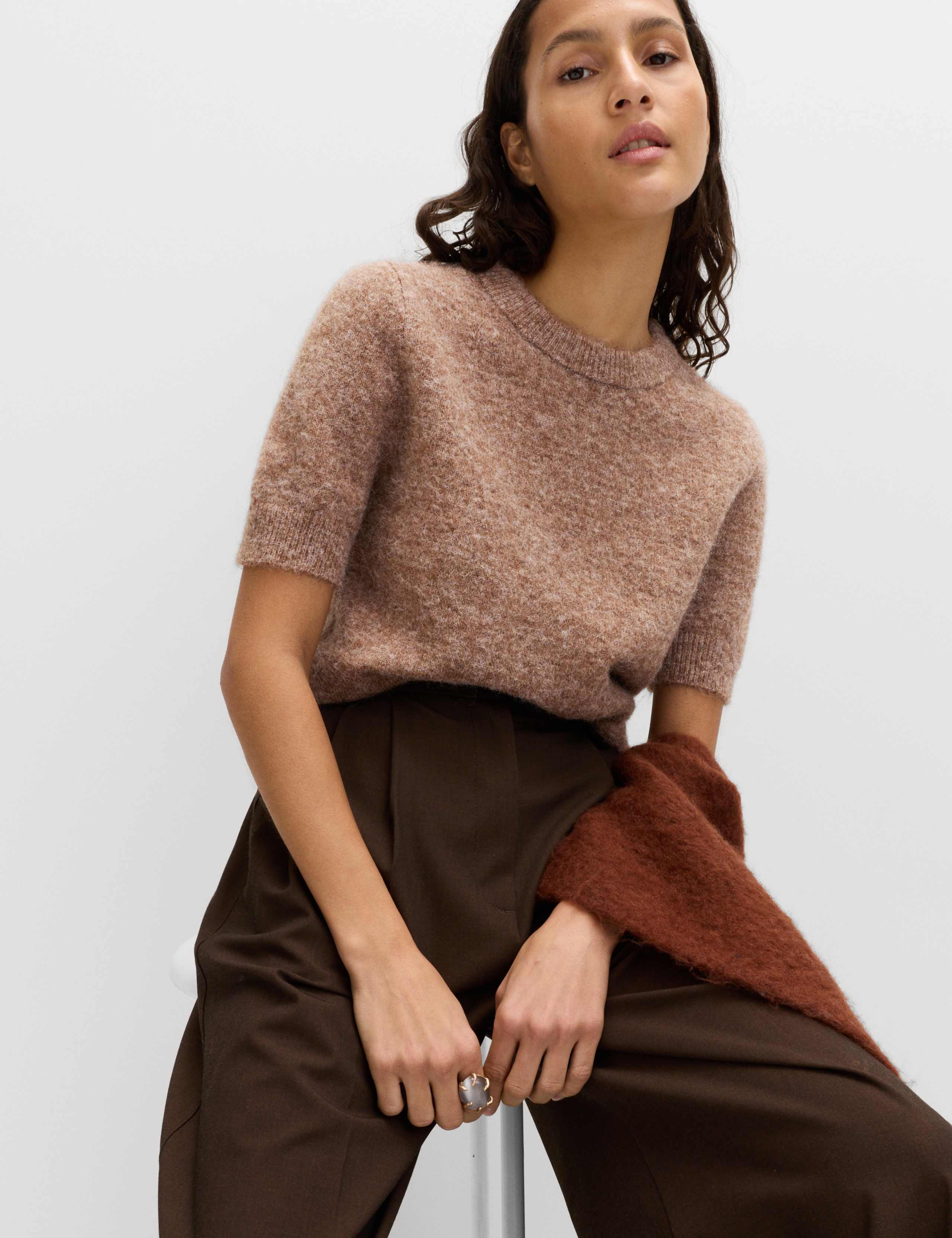 Textured Slim Fit Knitted Top with Wool 6 of 6