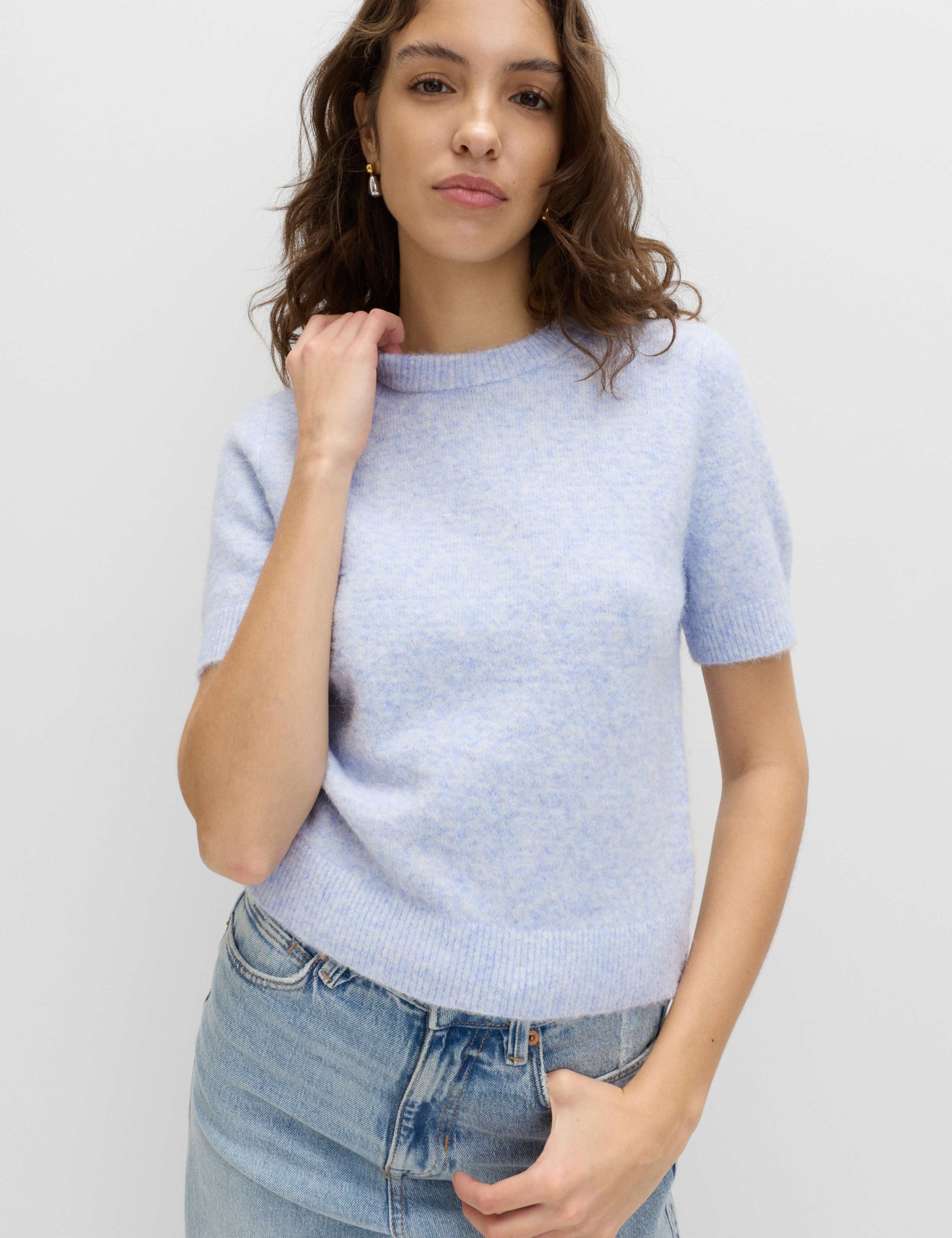 Textured Slim Fit Knitted Top with Wool 3 of 5