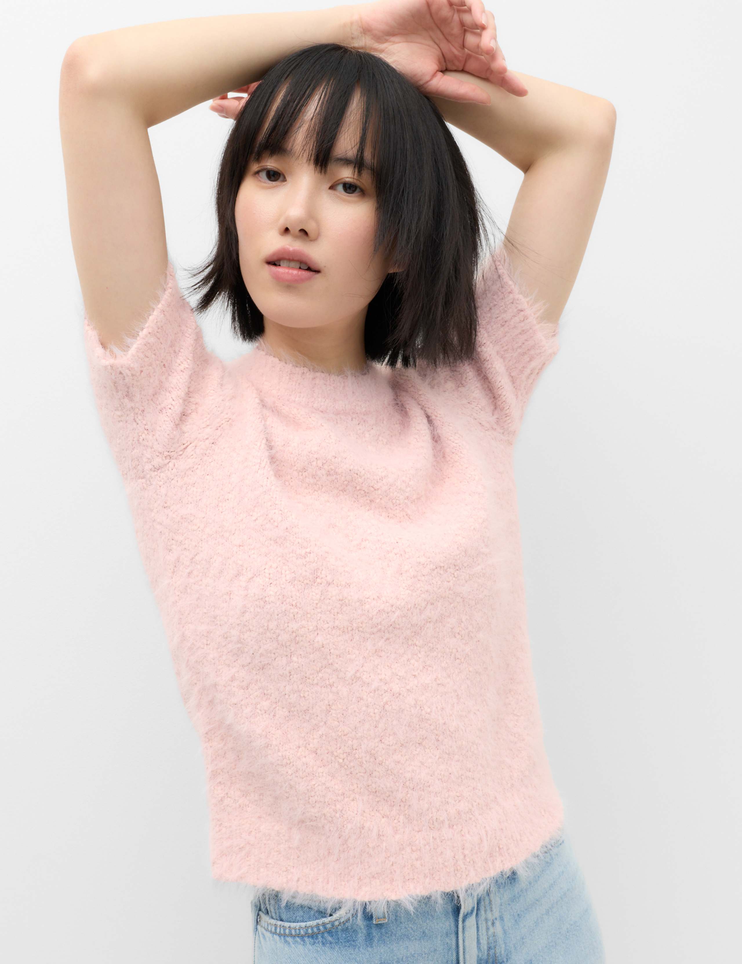 Textured Crew Neck Slim Fit Knitted Top 1 of 5