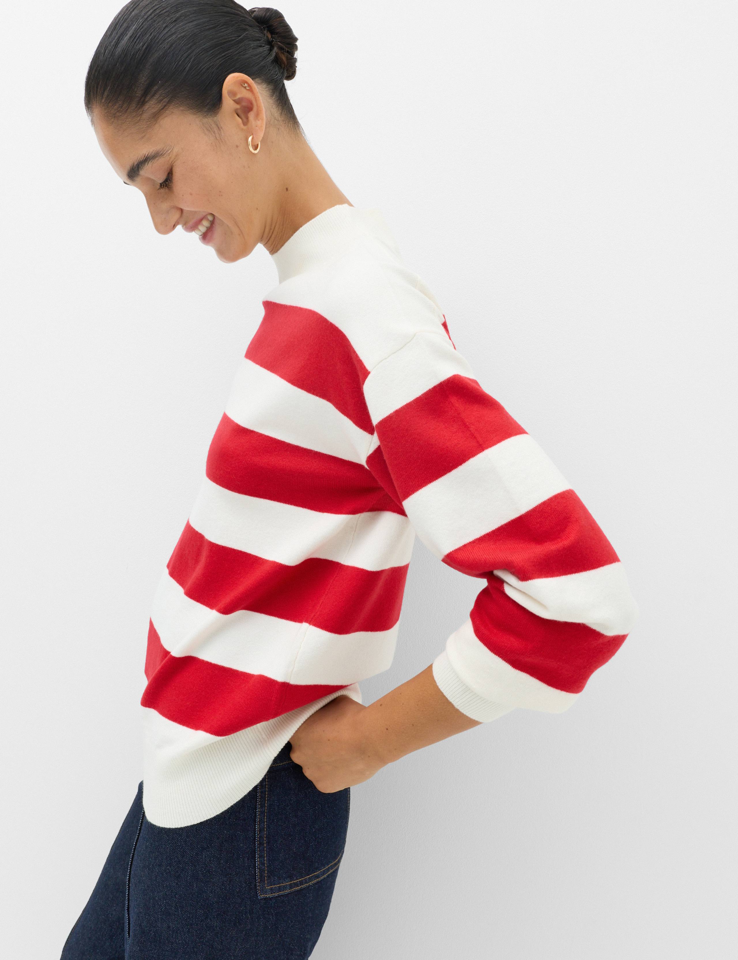 Air-Yarn Striped High Neck Relaxed Fit Jumper 5 of 6
