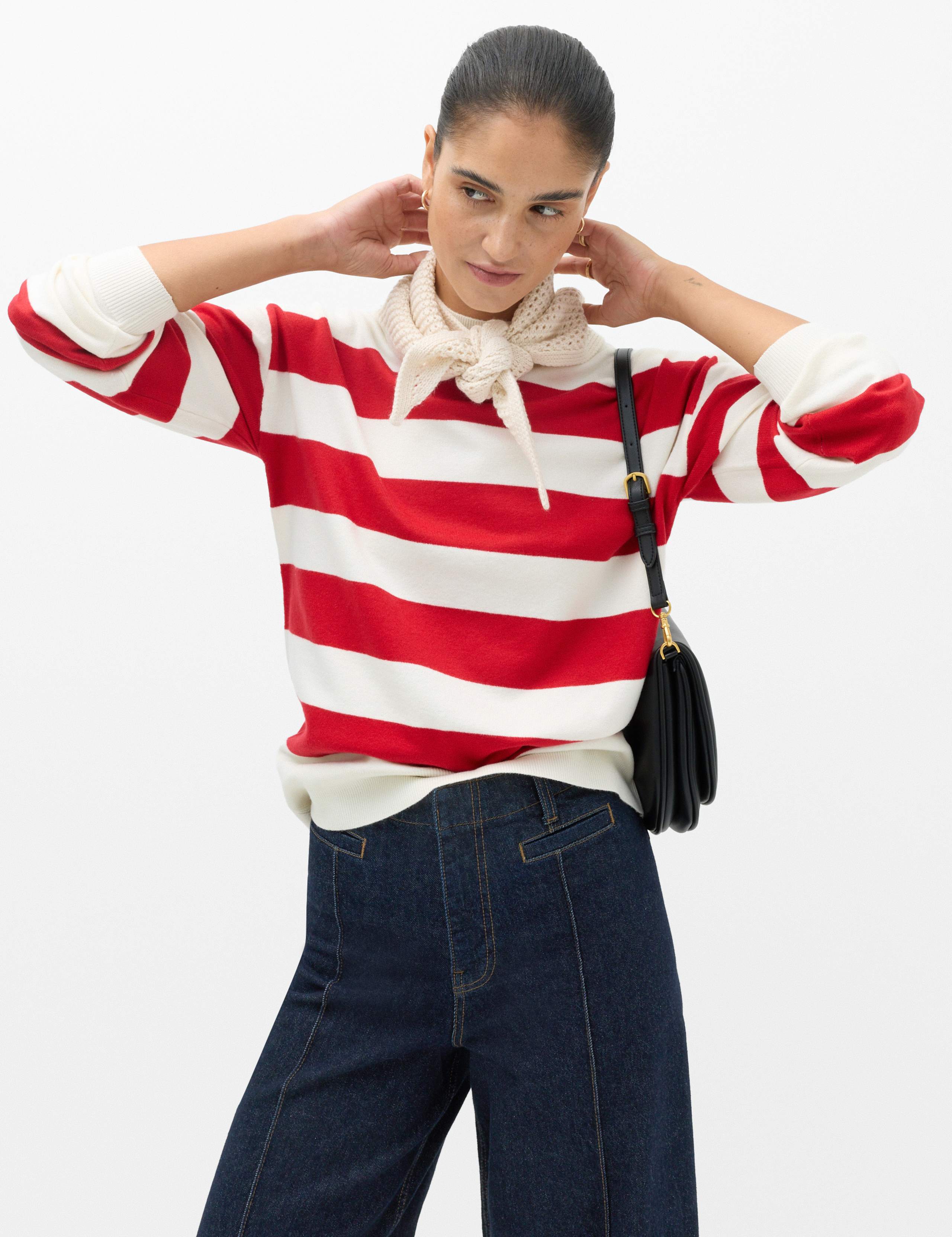 Air-Yarn Striped High Neck Relaxed Fit Jumper 6 of 6
