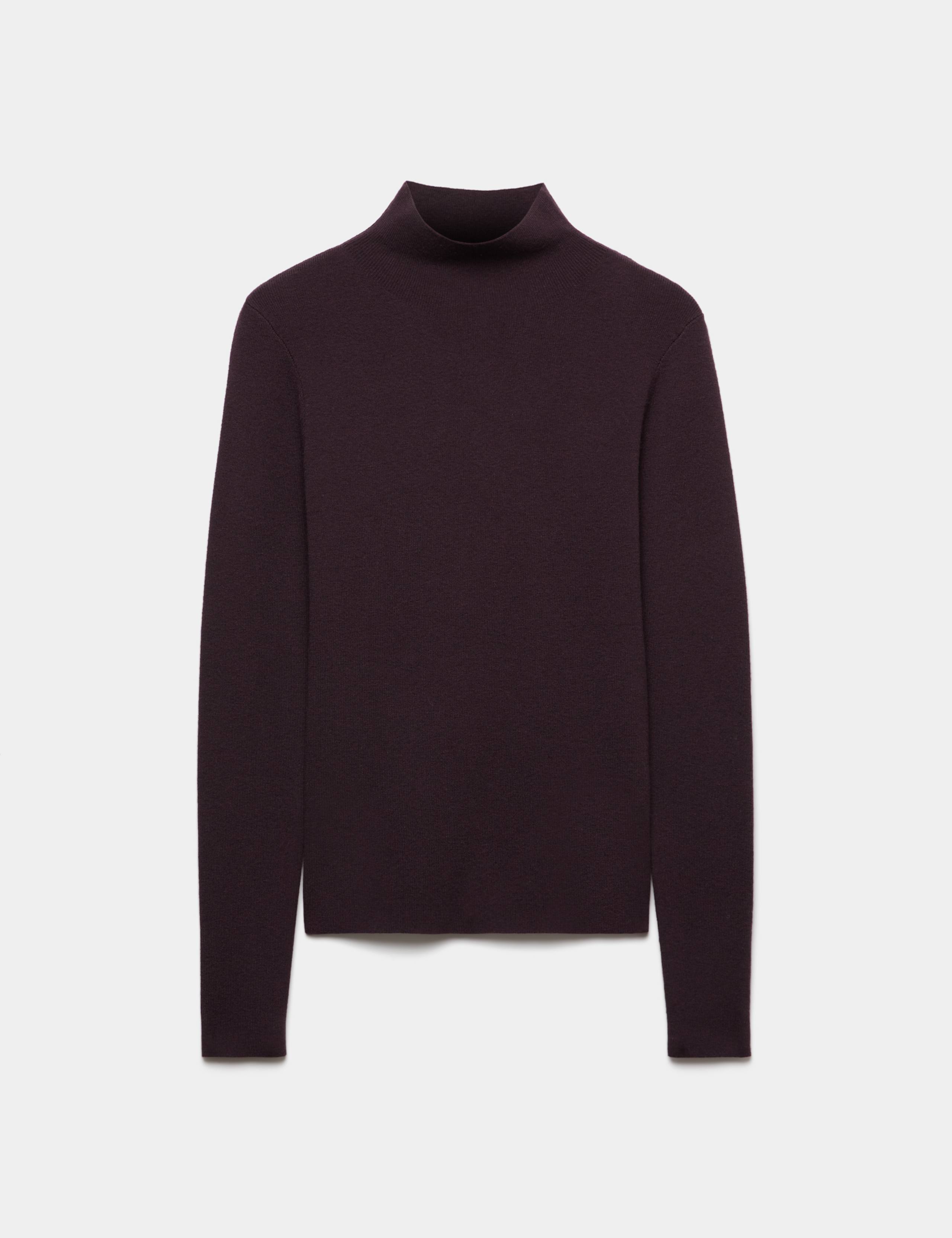 Funnel Neck Fitted Knitted Top With Wool 2 of 6