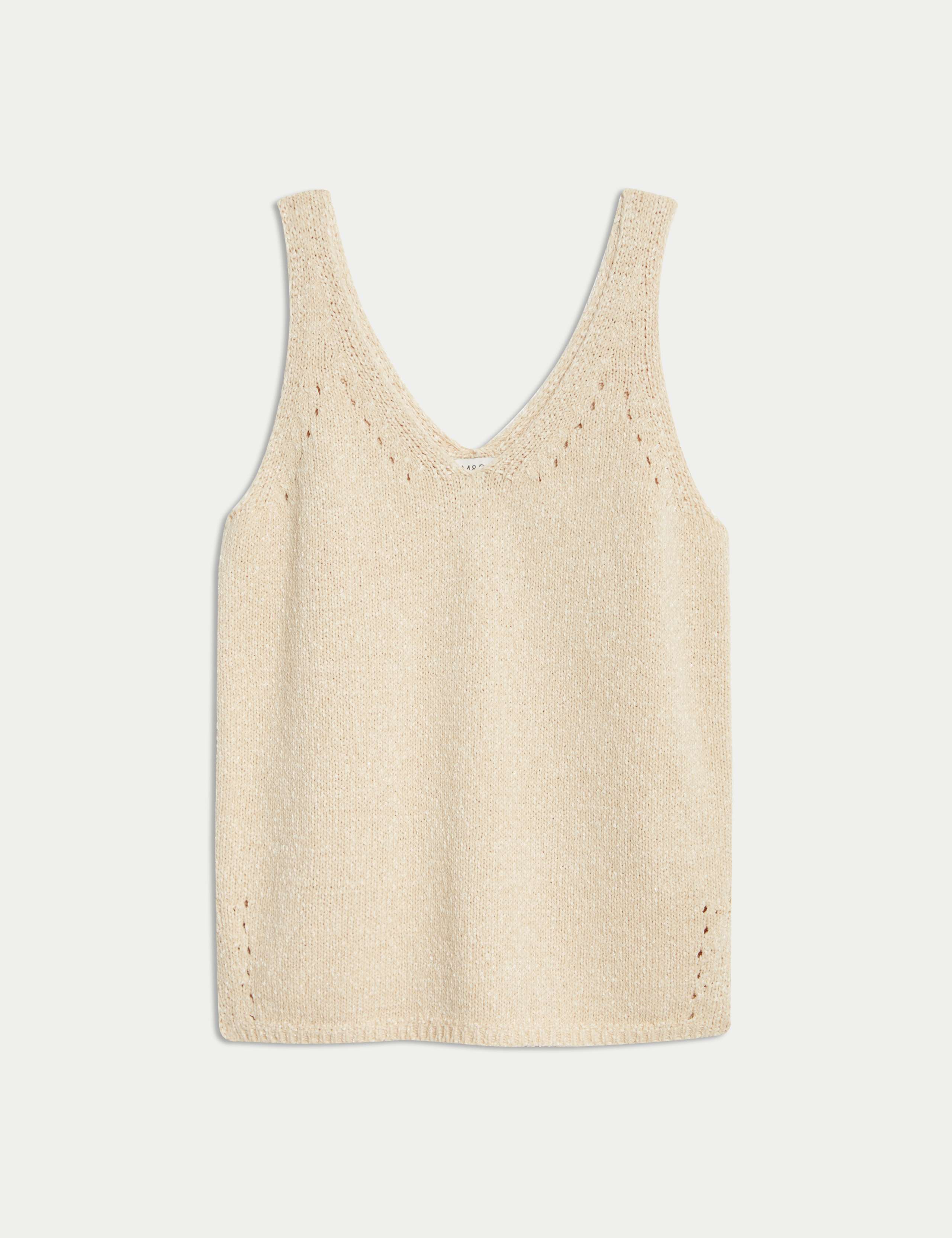 Cotton Blend Textured V-Neck Knitted Vest 2 of 7