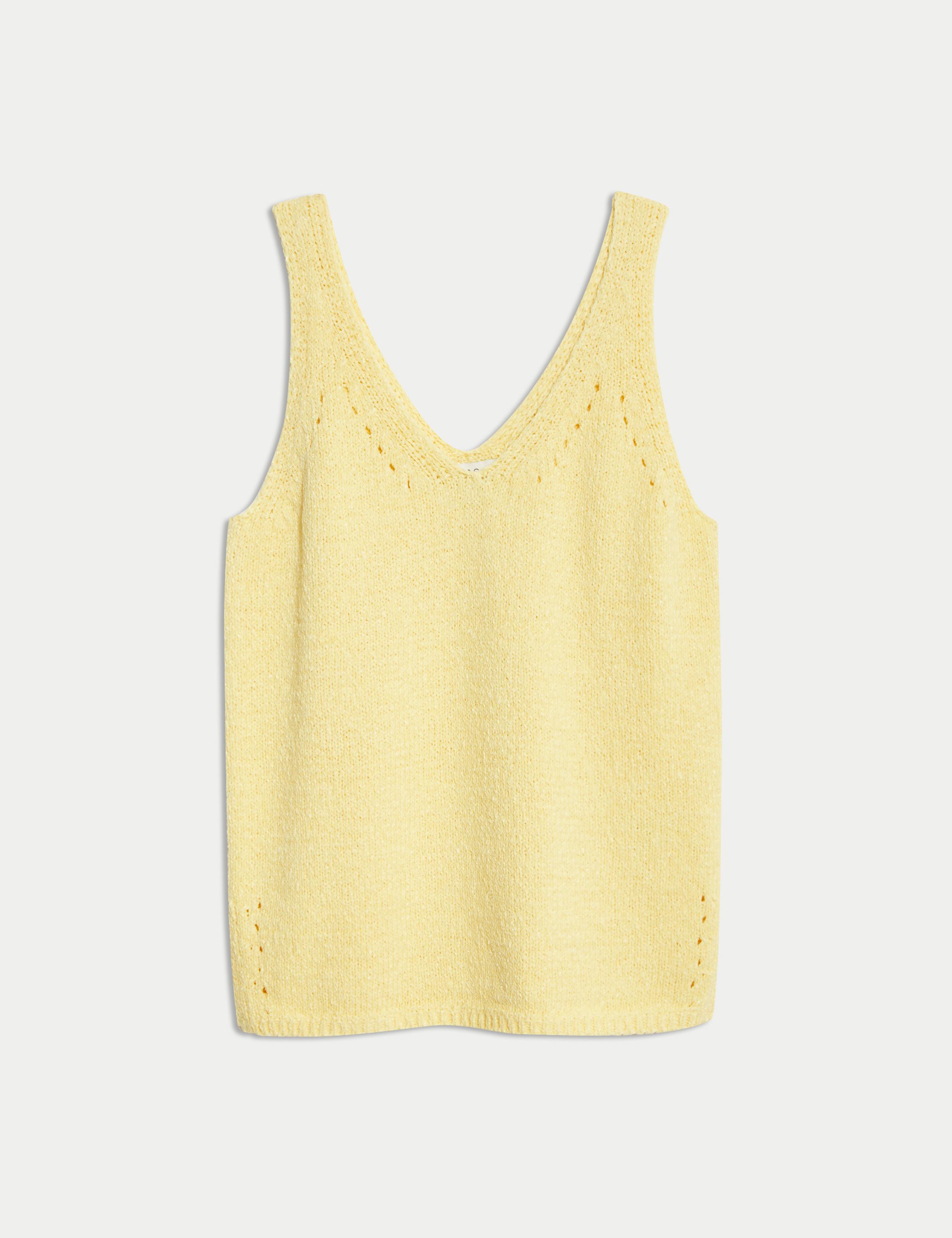 Cotton Blend Textured V-Neck Knitted Vest 2 of 7