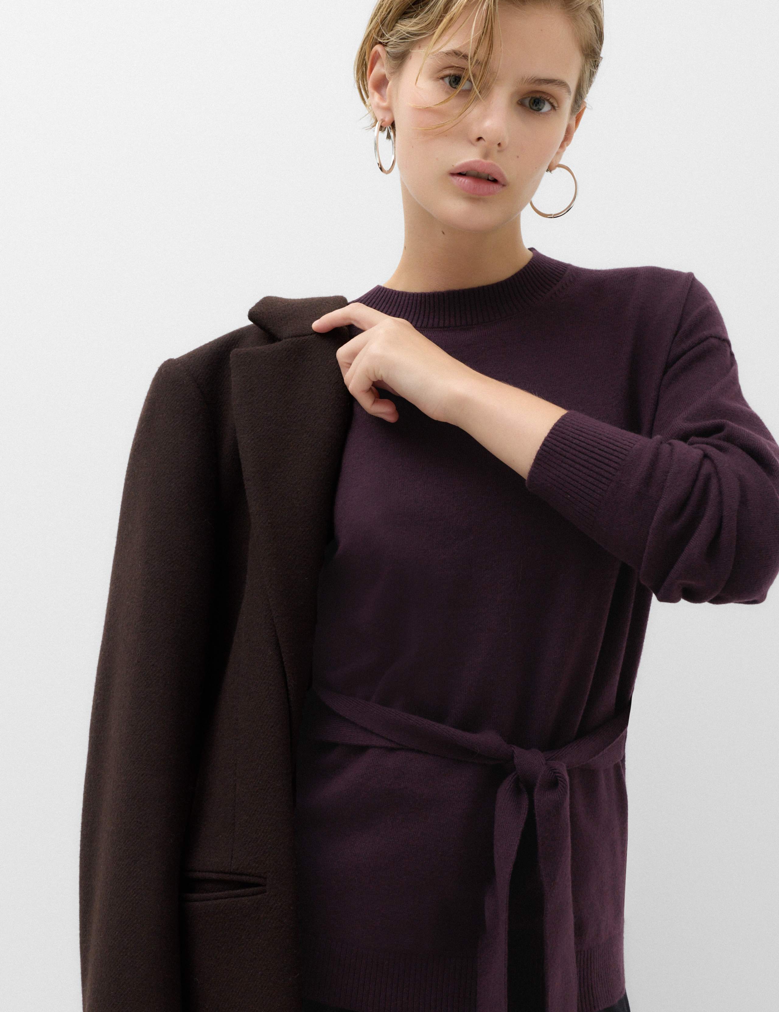 Tie Front Crew Neck Relaxed Jumper 1 of 6