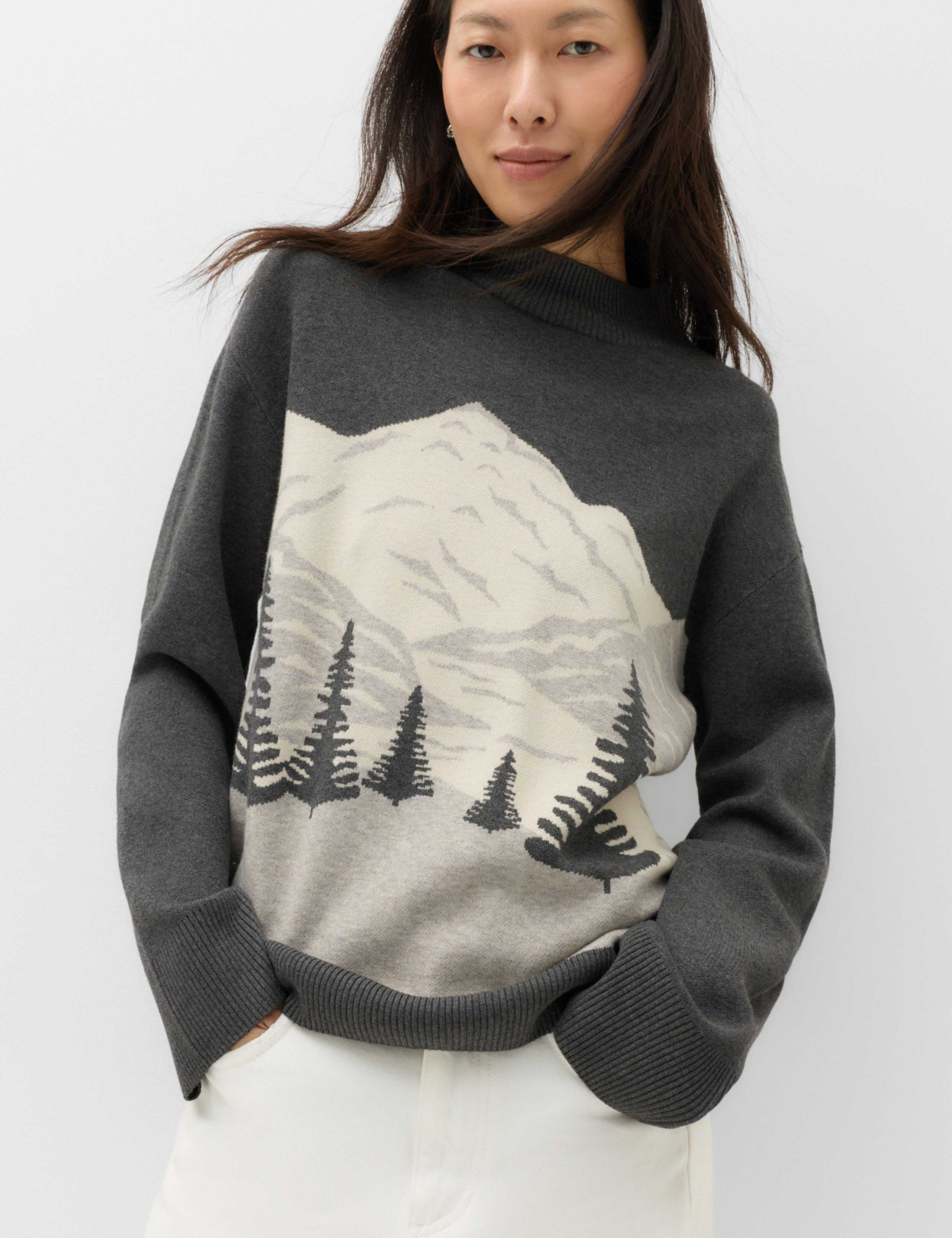 Patterned Funnel Neck Jumper 5 of 5