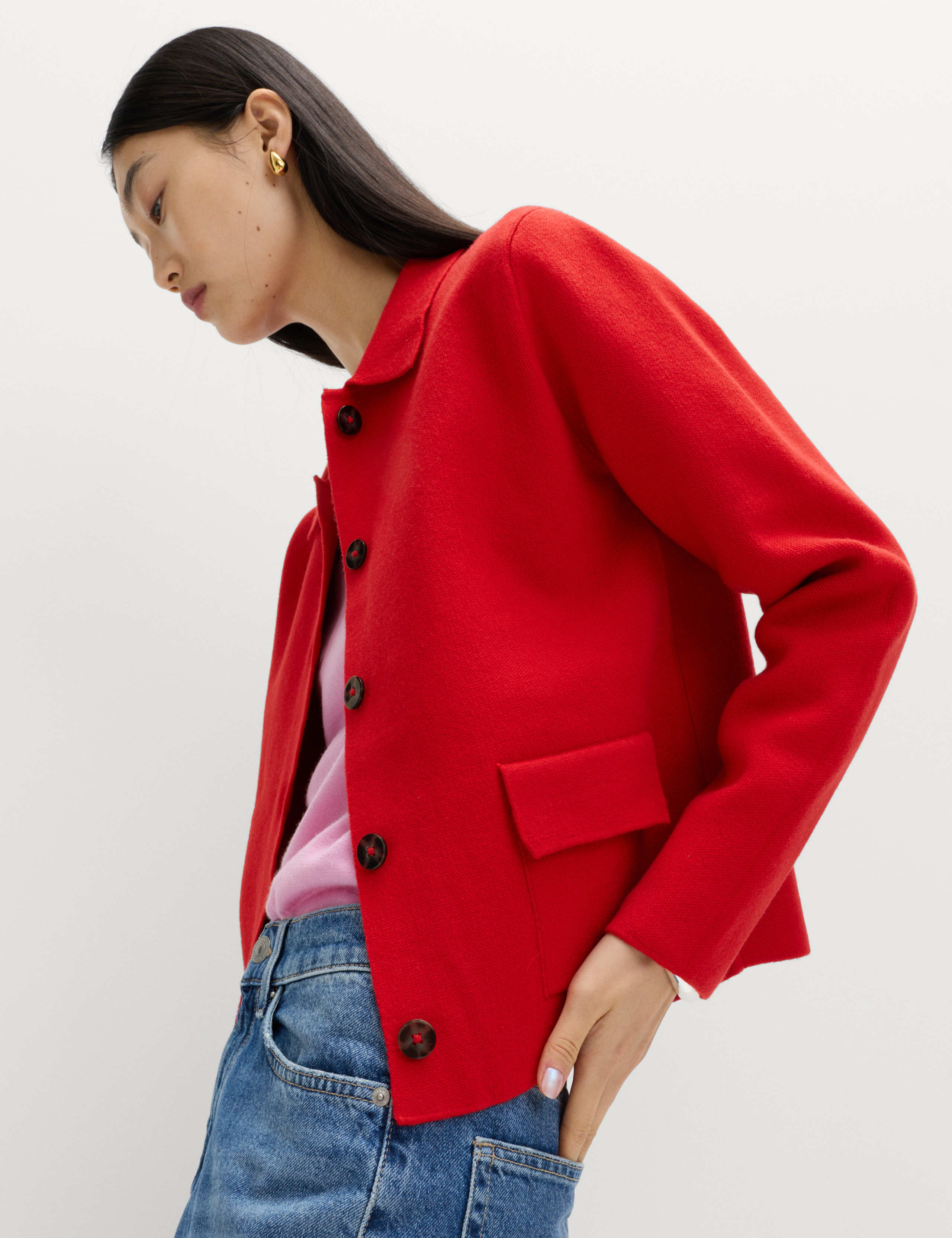 Air-Yarn Pocket Detail Knitted Jacket 1 of 6