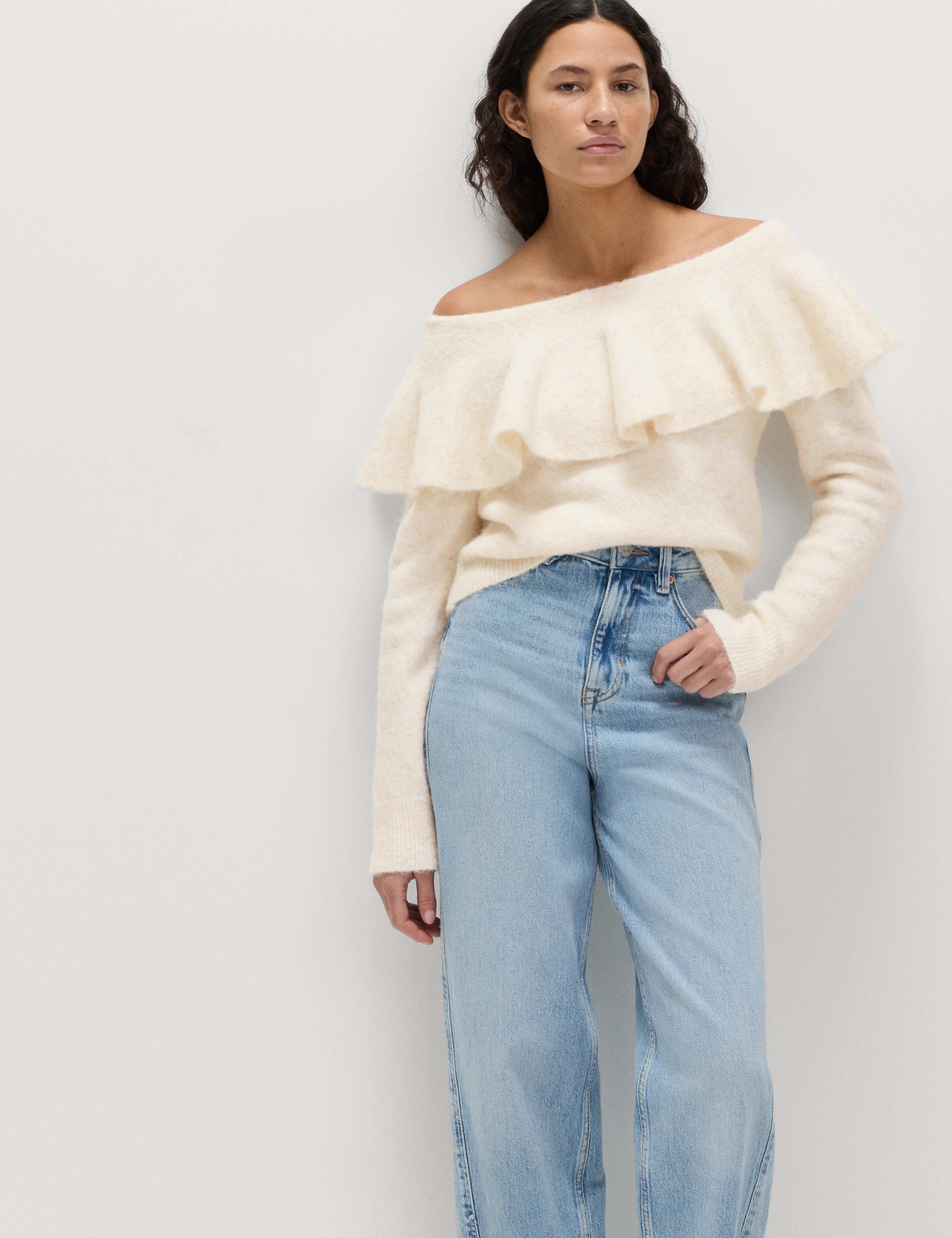 Knitted Bardot Jumper with Alpaca 3 of 5