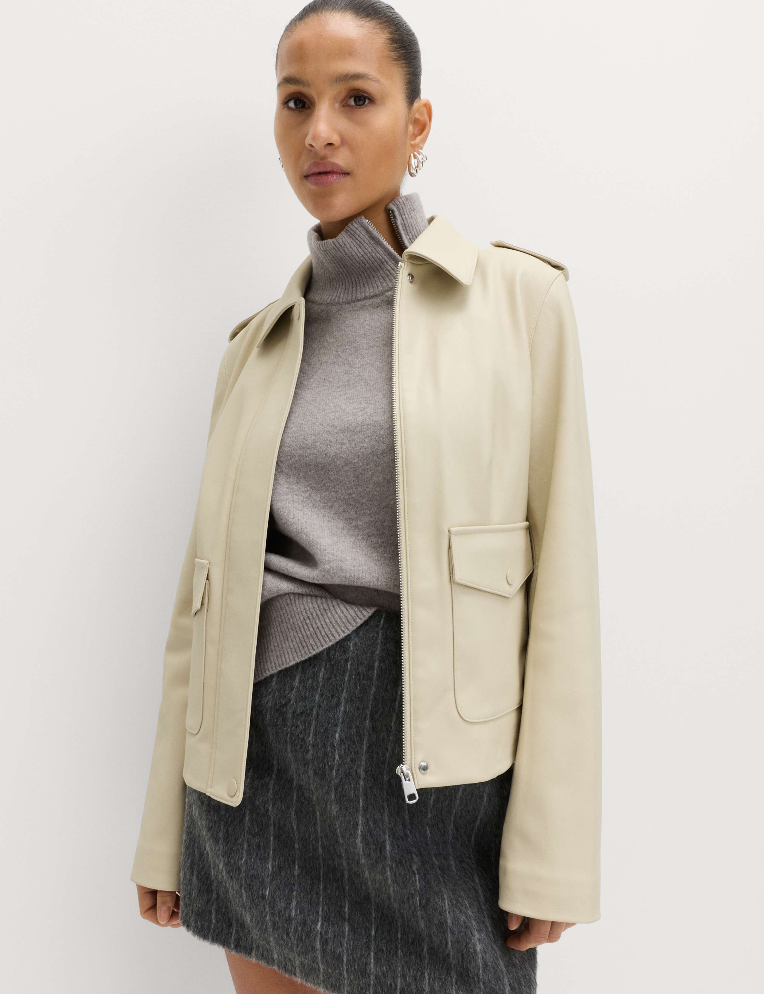 Zip Funnel Neck Relaxed Longline Jumper 6 of 6