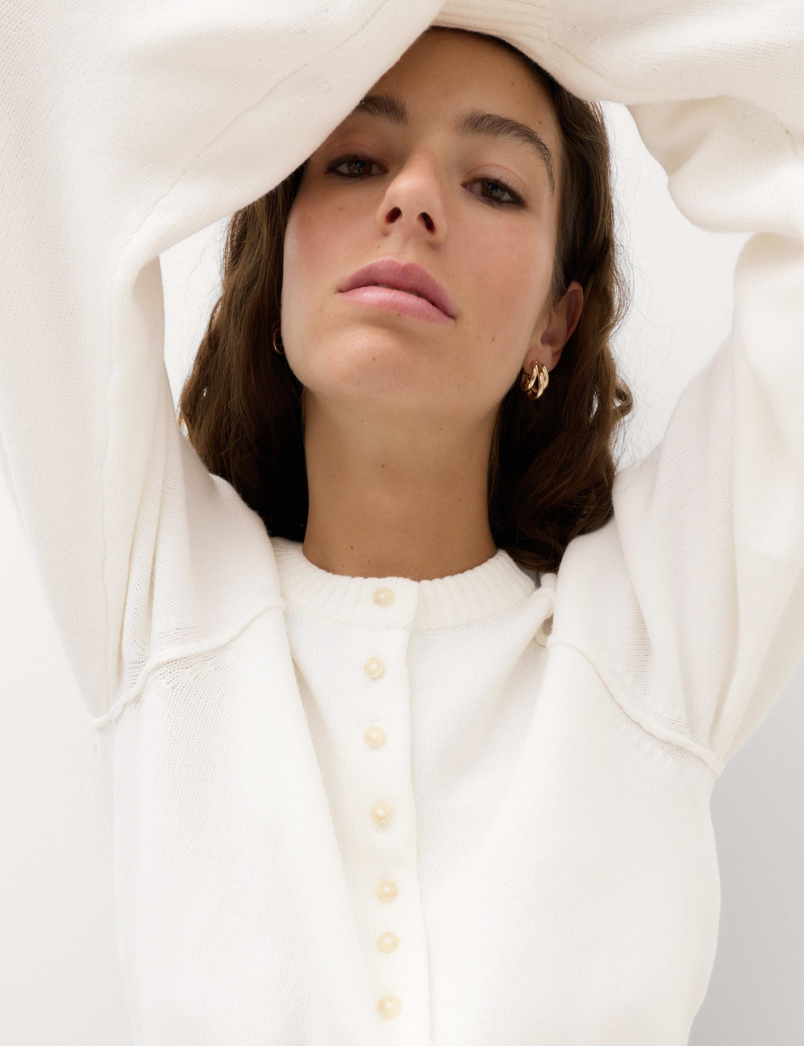 Crew Neck Button Detail Jumper with Wool 4 of 7
