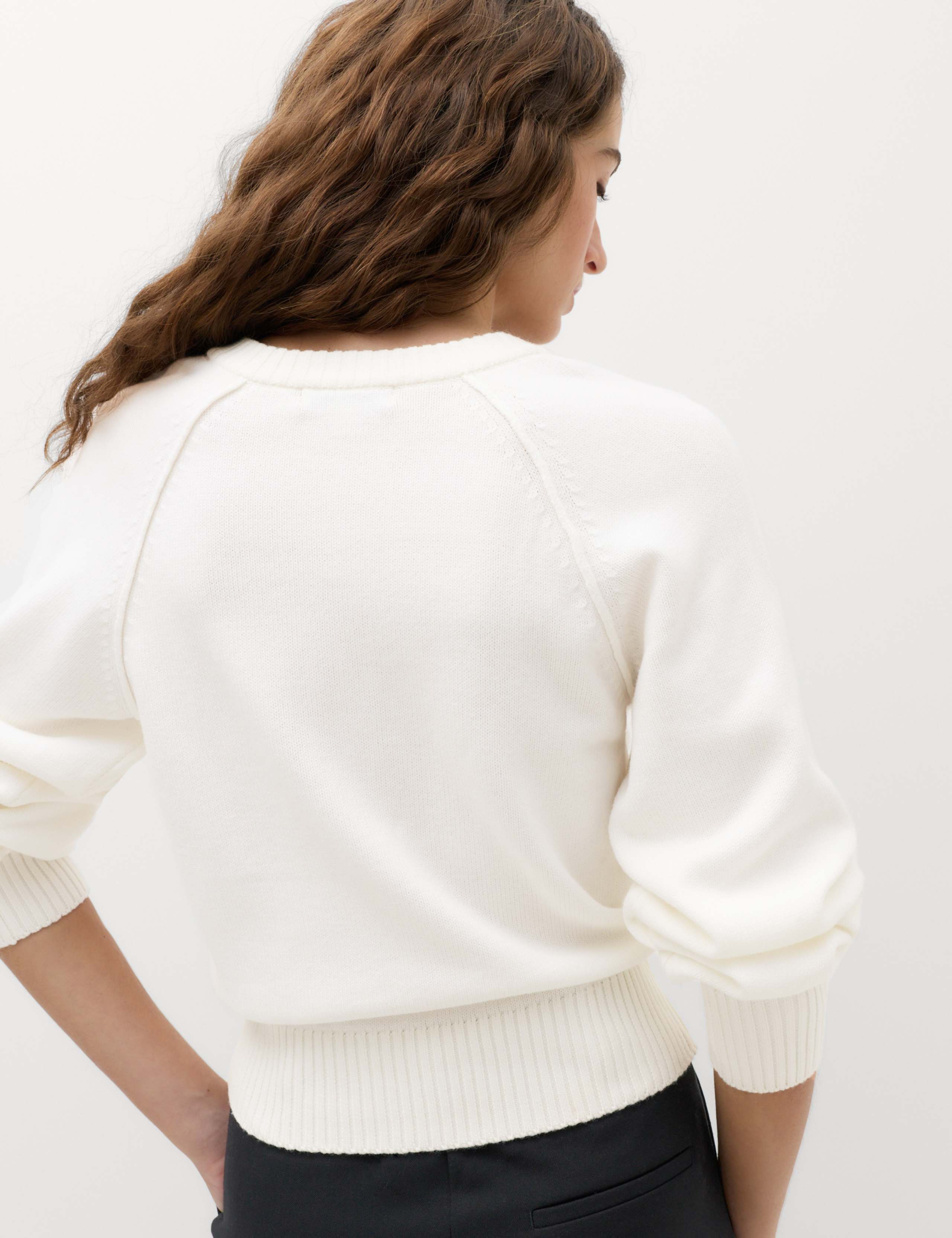 Crew Neck Button Detail Jumper with Wool 5 of 7
