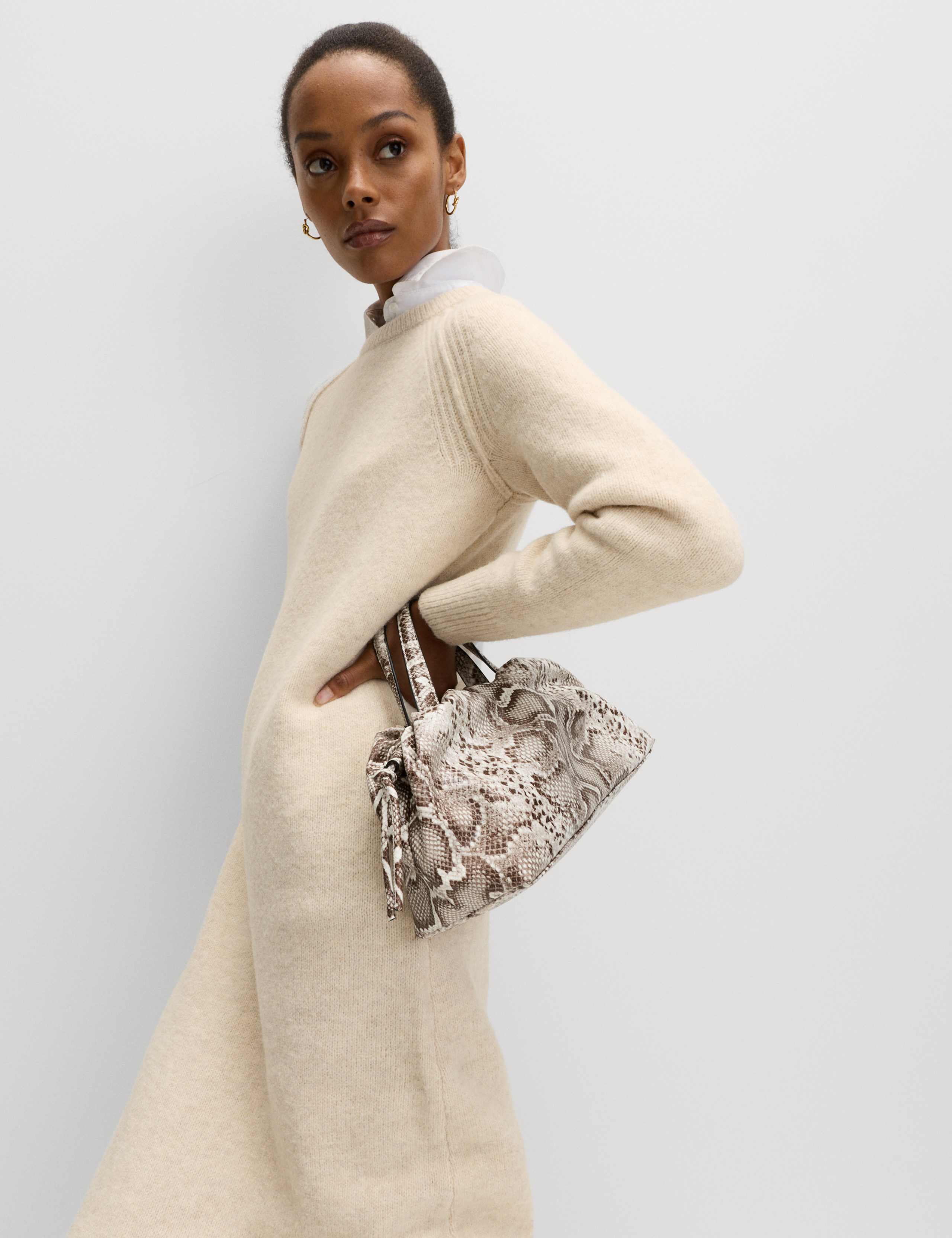 Crew Neck Knitted Dress with Wool 5 of 6