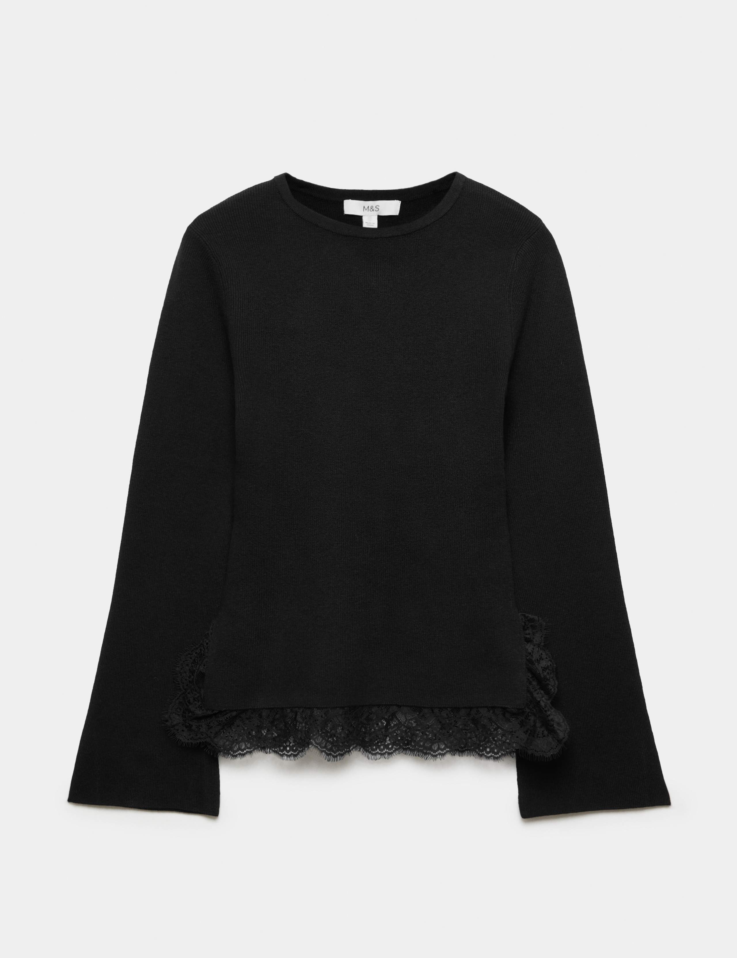 Air-Yarn Crew Neck Split Hem Longline Jumper 1 of 1