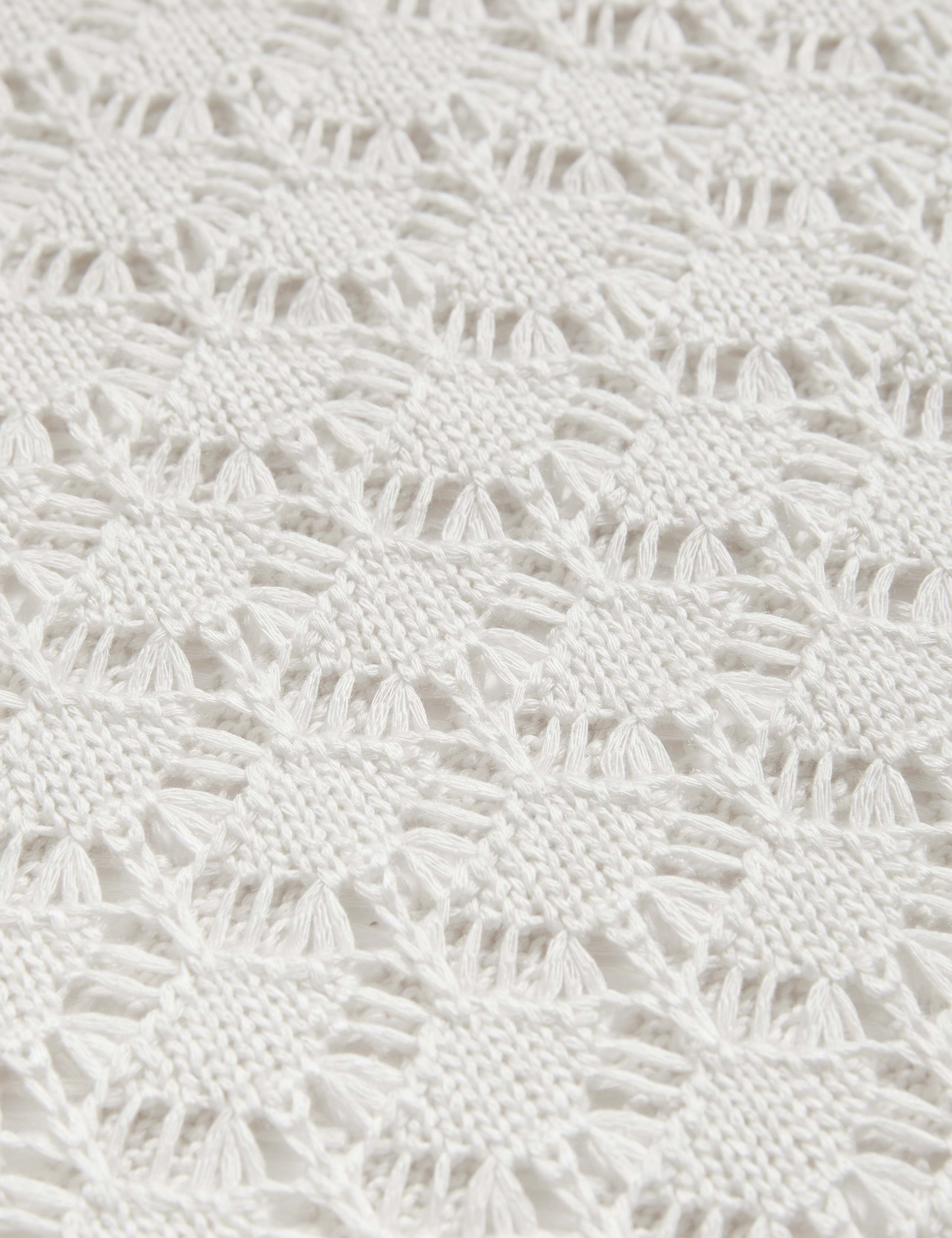 Pointelle Crew Neck Tipped Detail Button Front Cardigan 6 of 6