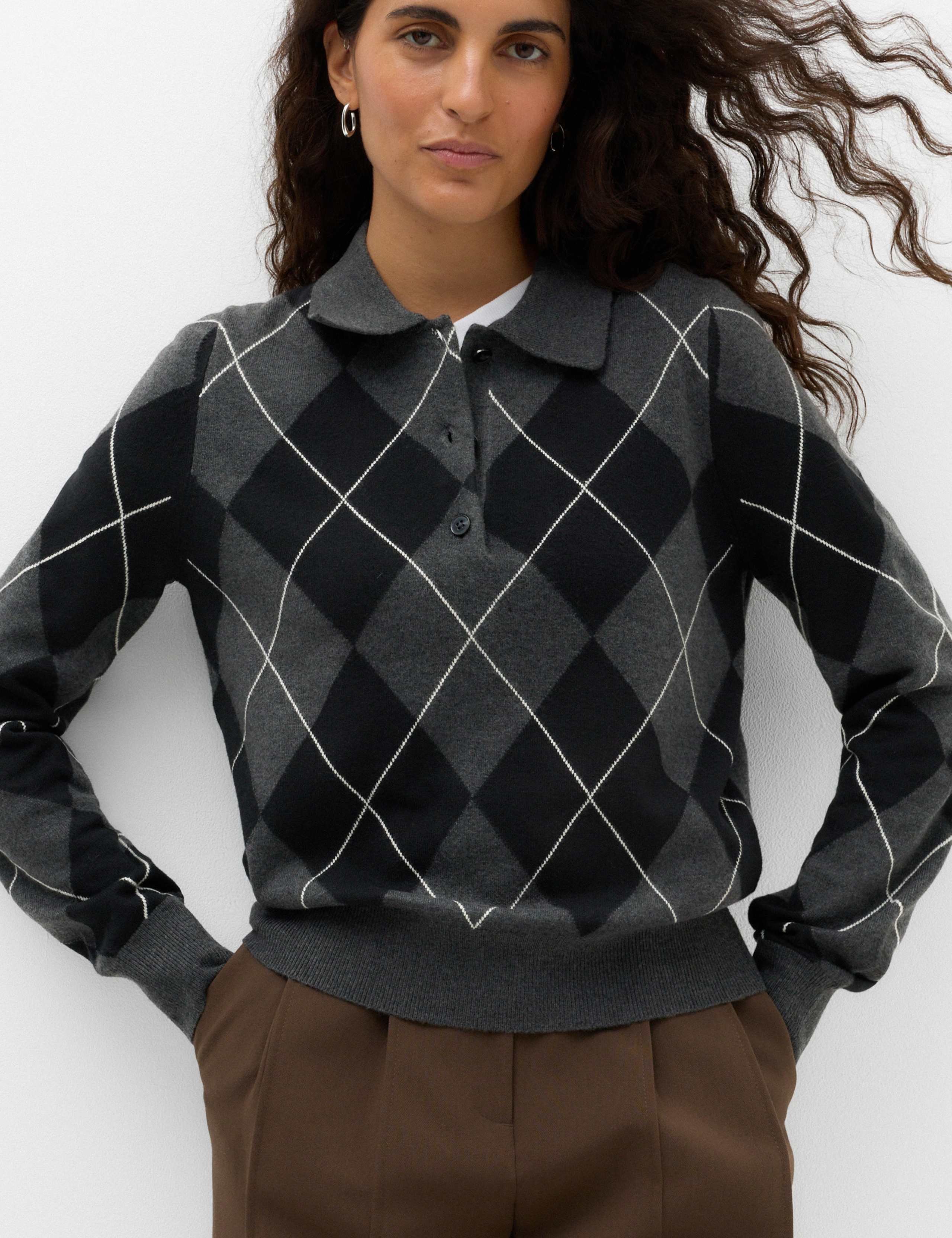 Air Yarn Argyle Polo Jumper 5 of 6