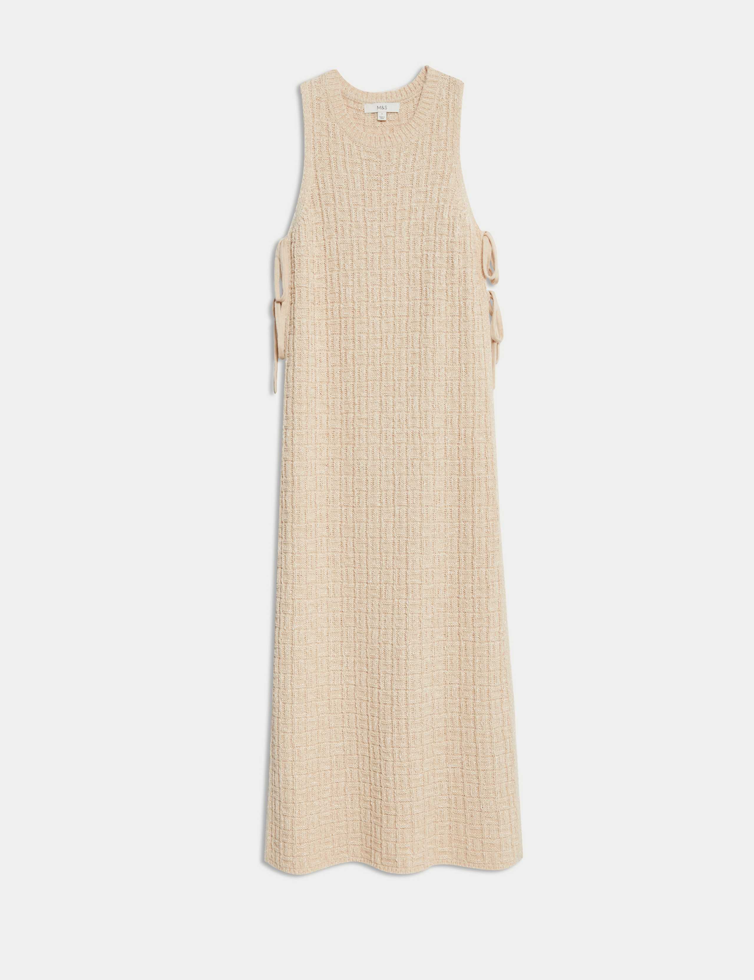 Cotton Rich Knitted Tie Detail Midi Beach Dress 2 of 7