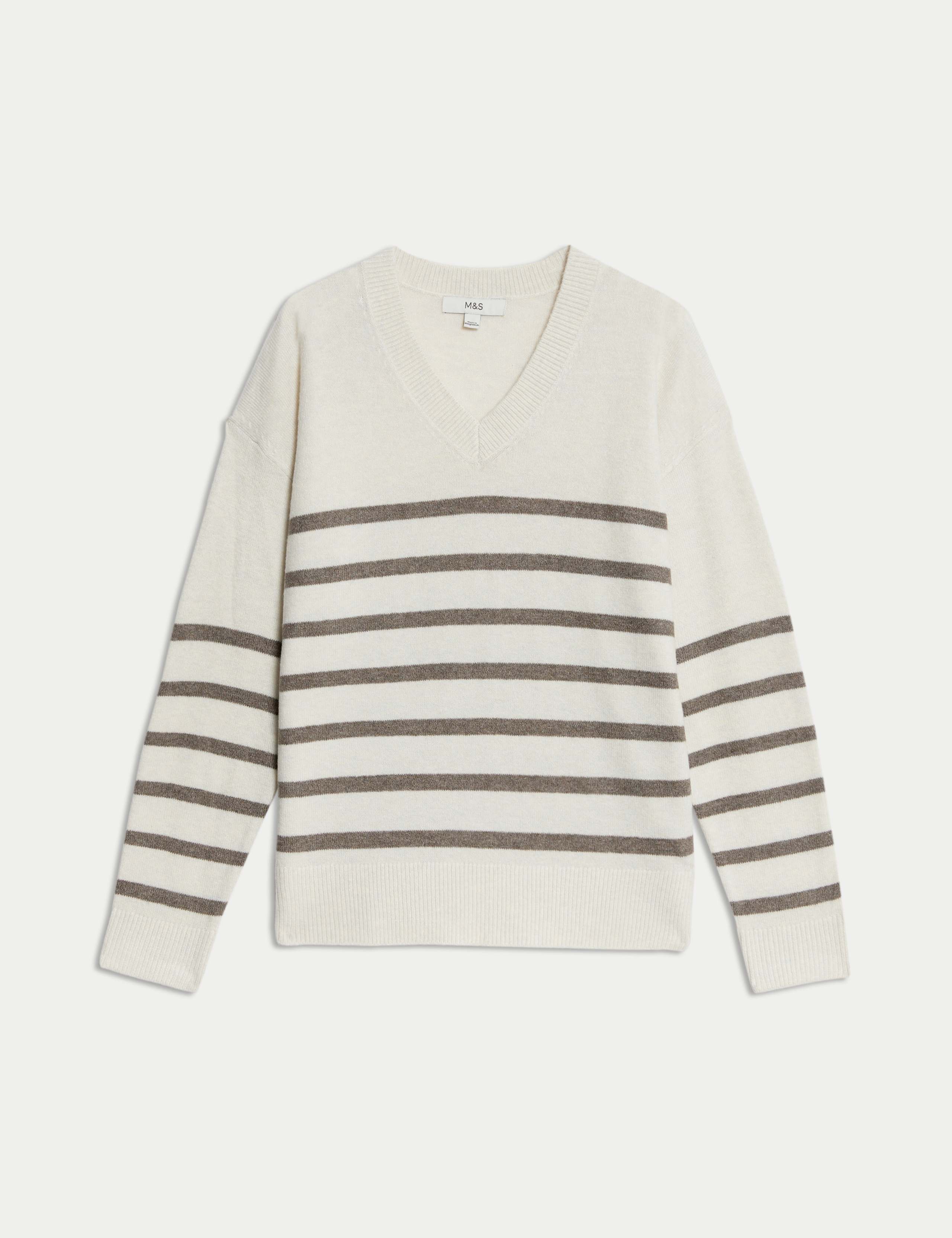Air-Yarn Striped V-Neck Jumper 2 of 6