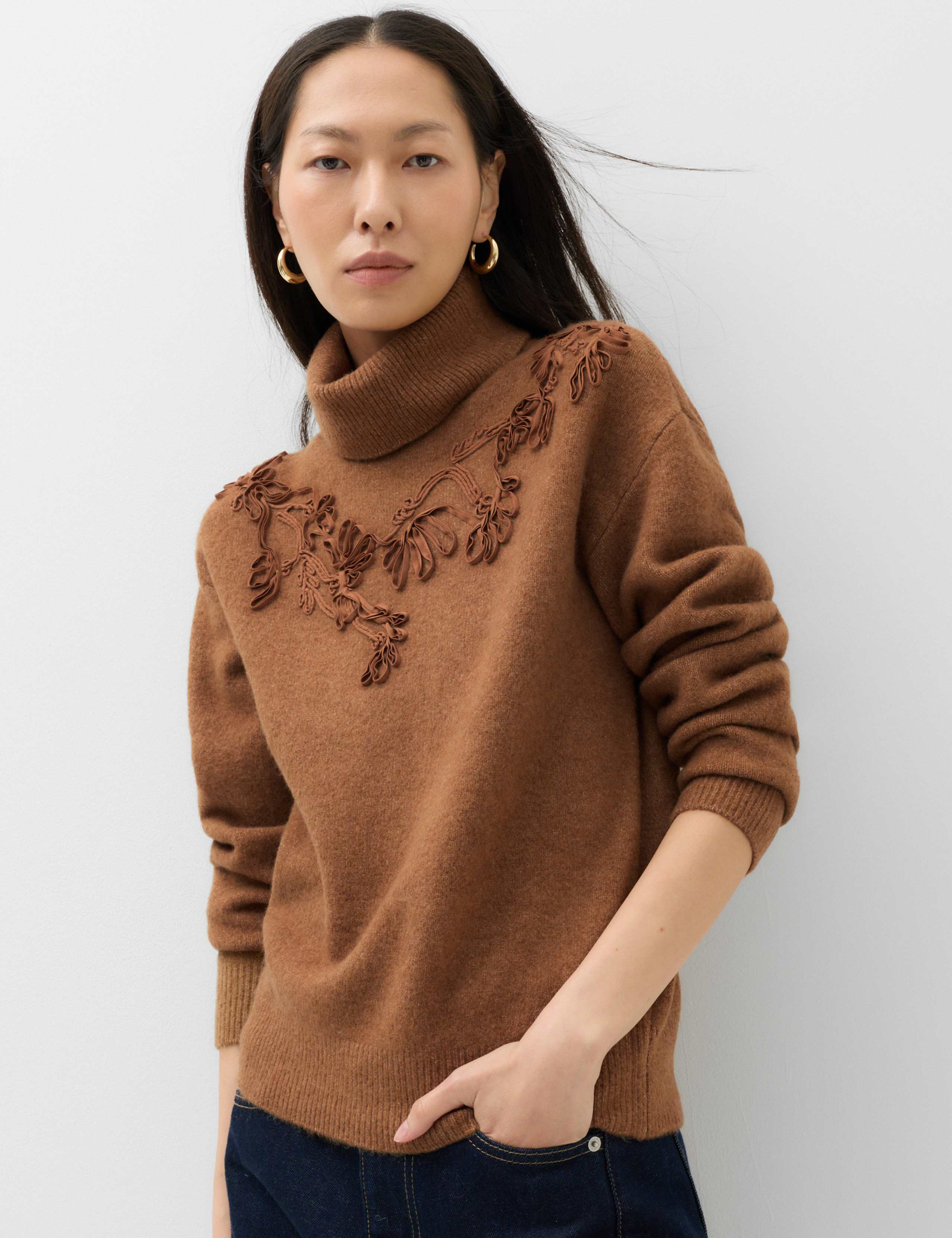 Embroidered Roll Neck Jumper with Wool 3 of 5