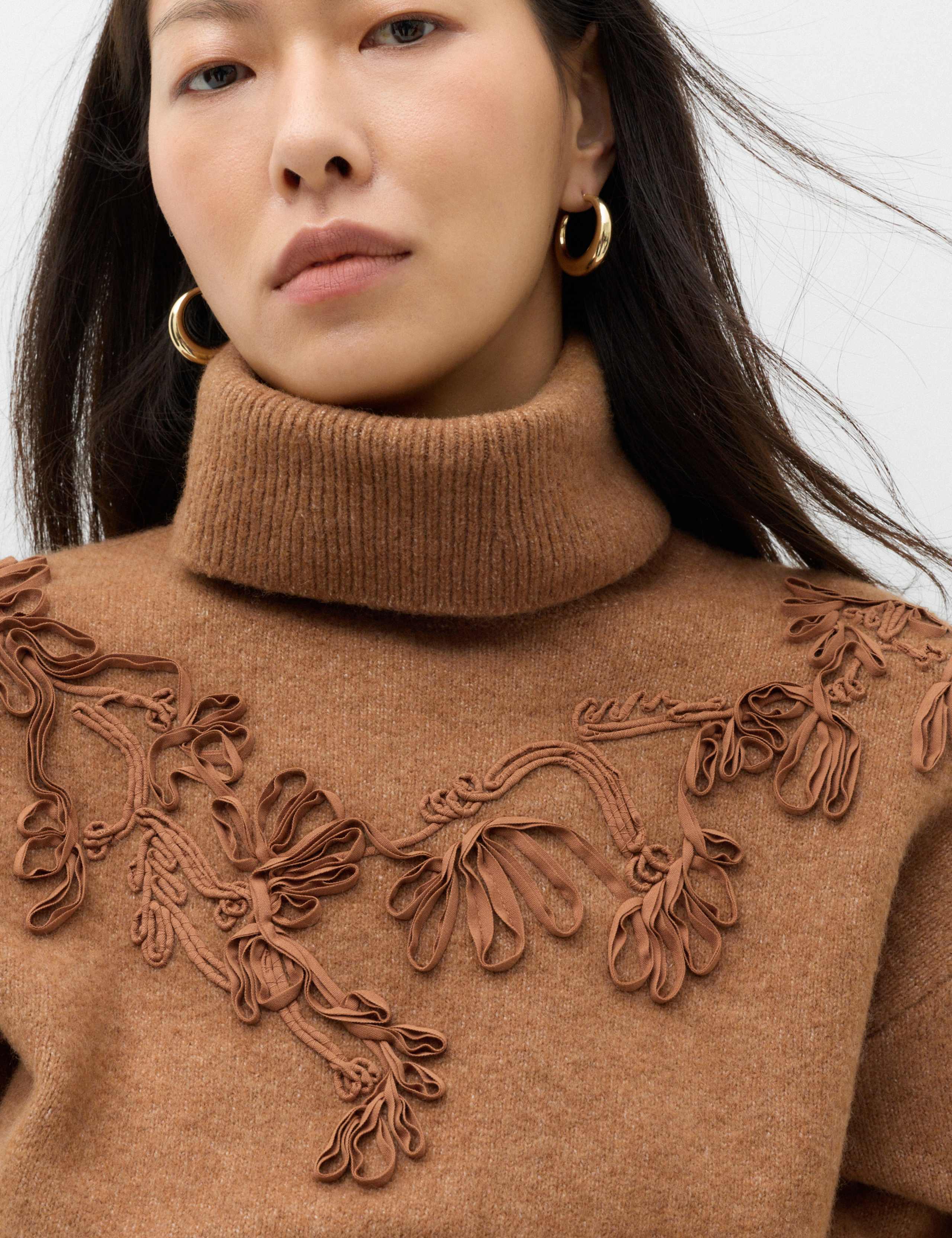 Embroidered Roll Neck Jumper with Wool 5 of 5