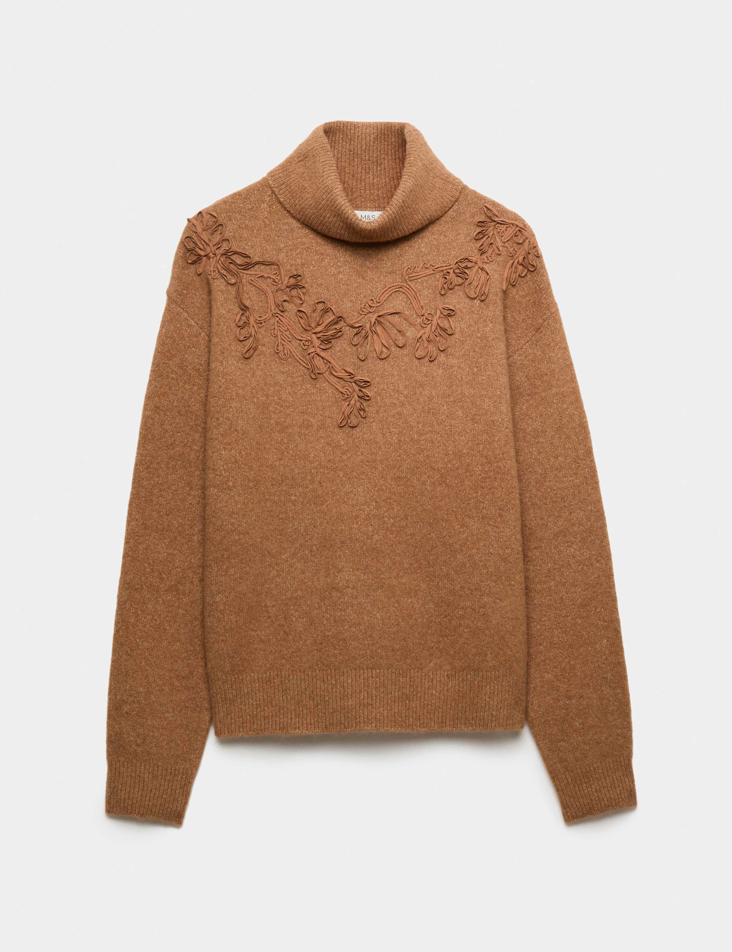 Embroidered Roll Neck Jumper with Wool 2 of 5