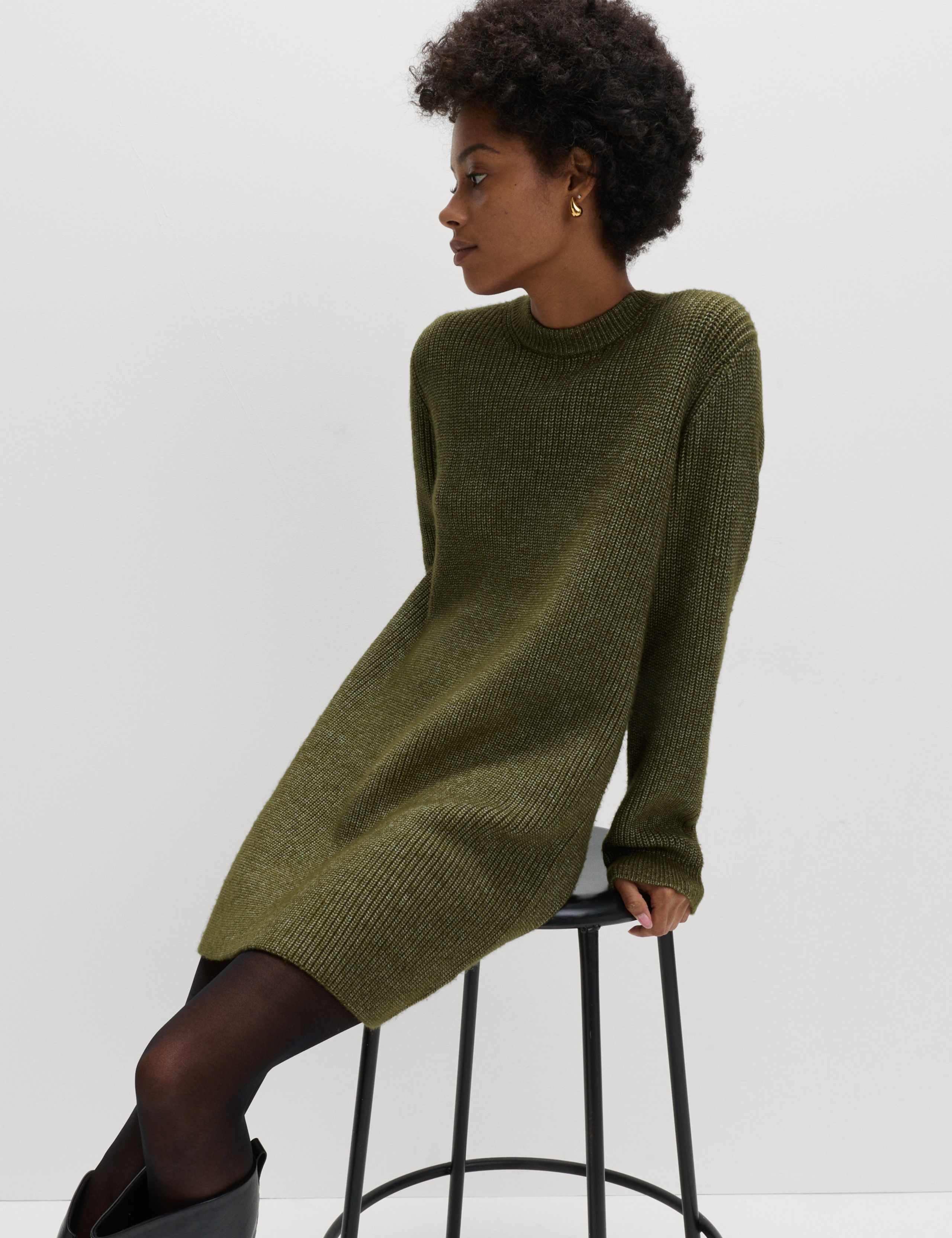 Cloud-Yarn Ribbed Relaxed Mini Knitted Dress 1 of 6