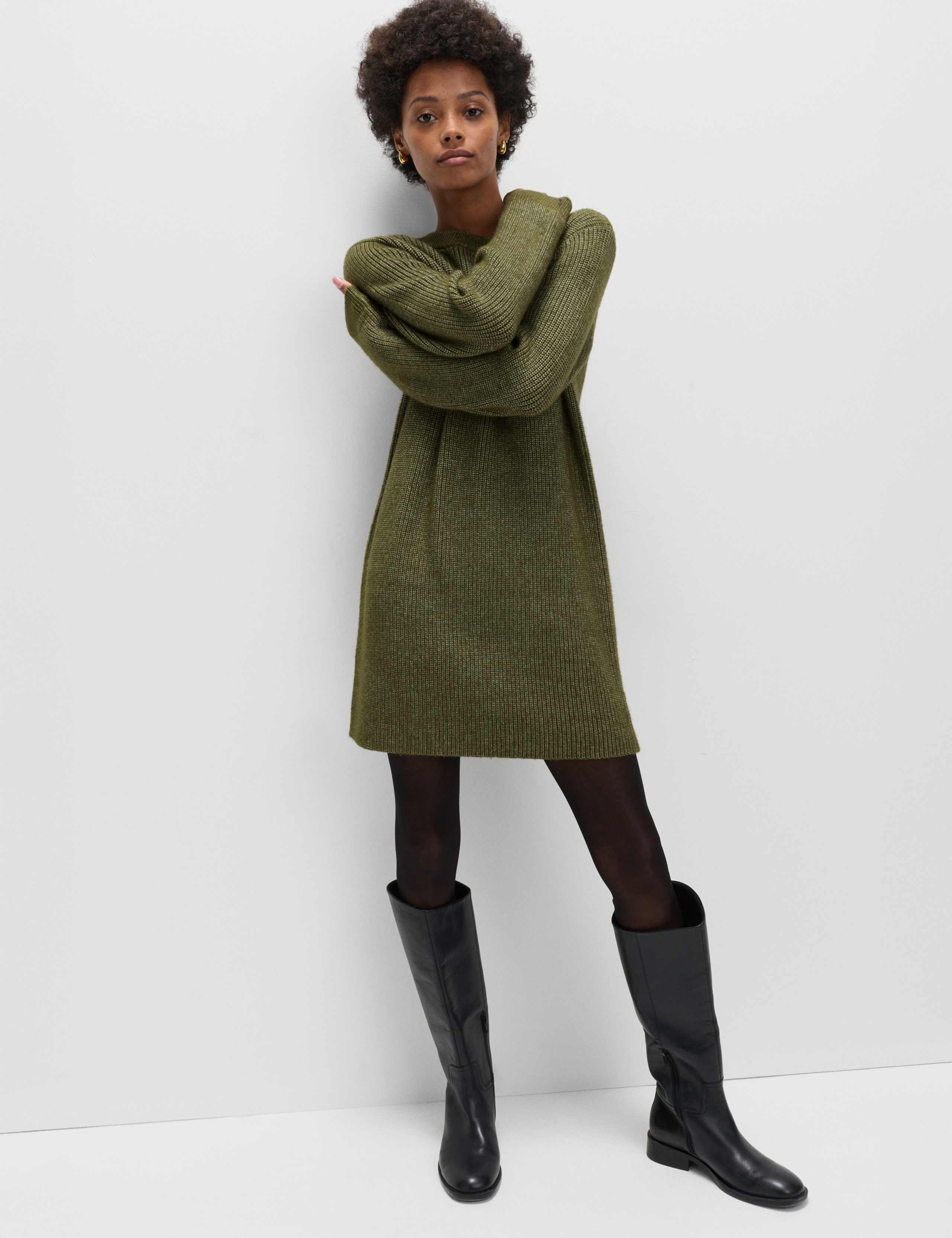 Cloud-Yarn Ribbed Relaxed Mini Knitted Dress 3 of 6