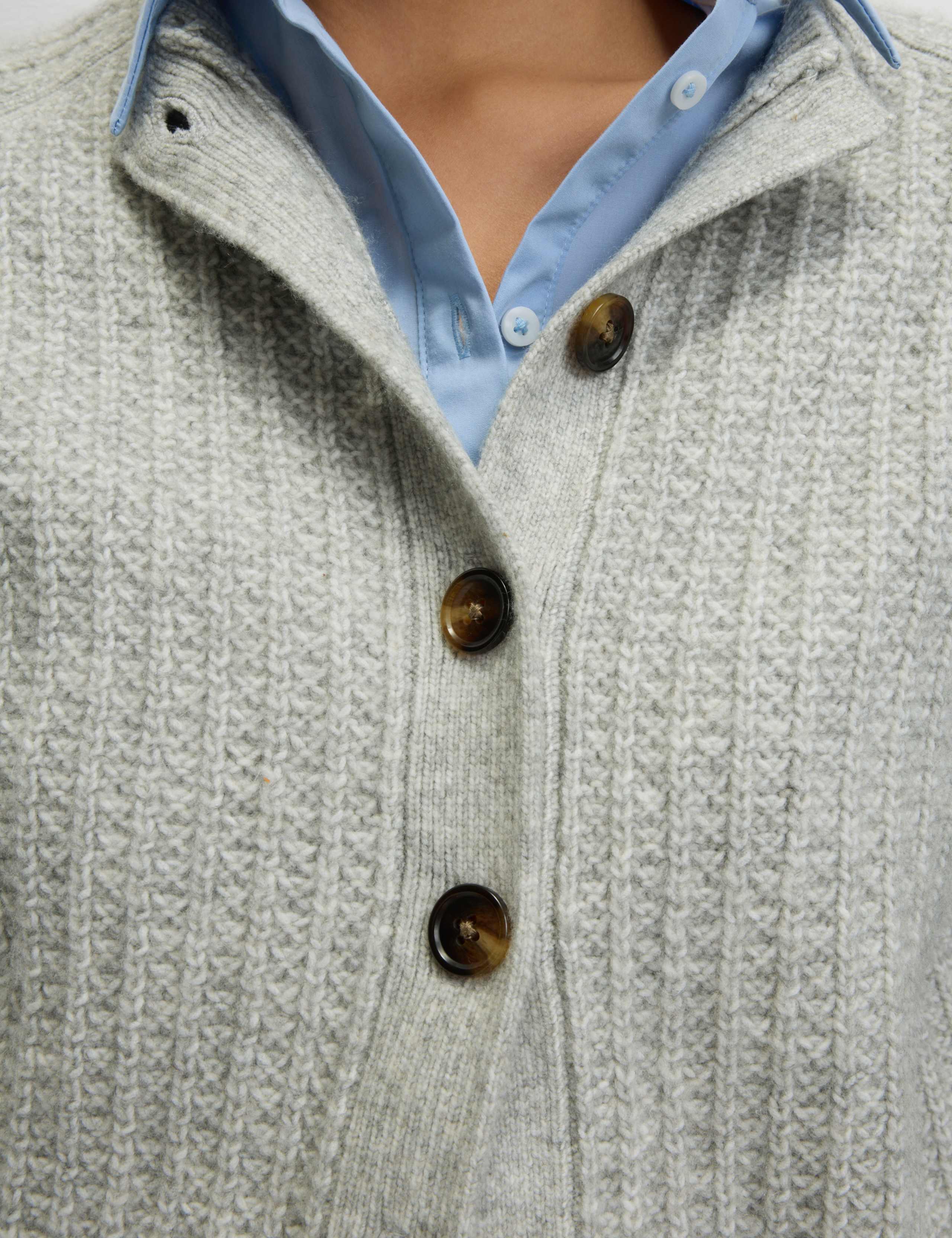 Cloud-Yarn Textured Crew Neck Cardigan 5 of 7