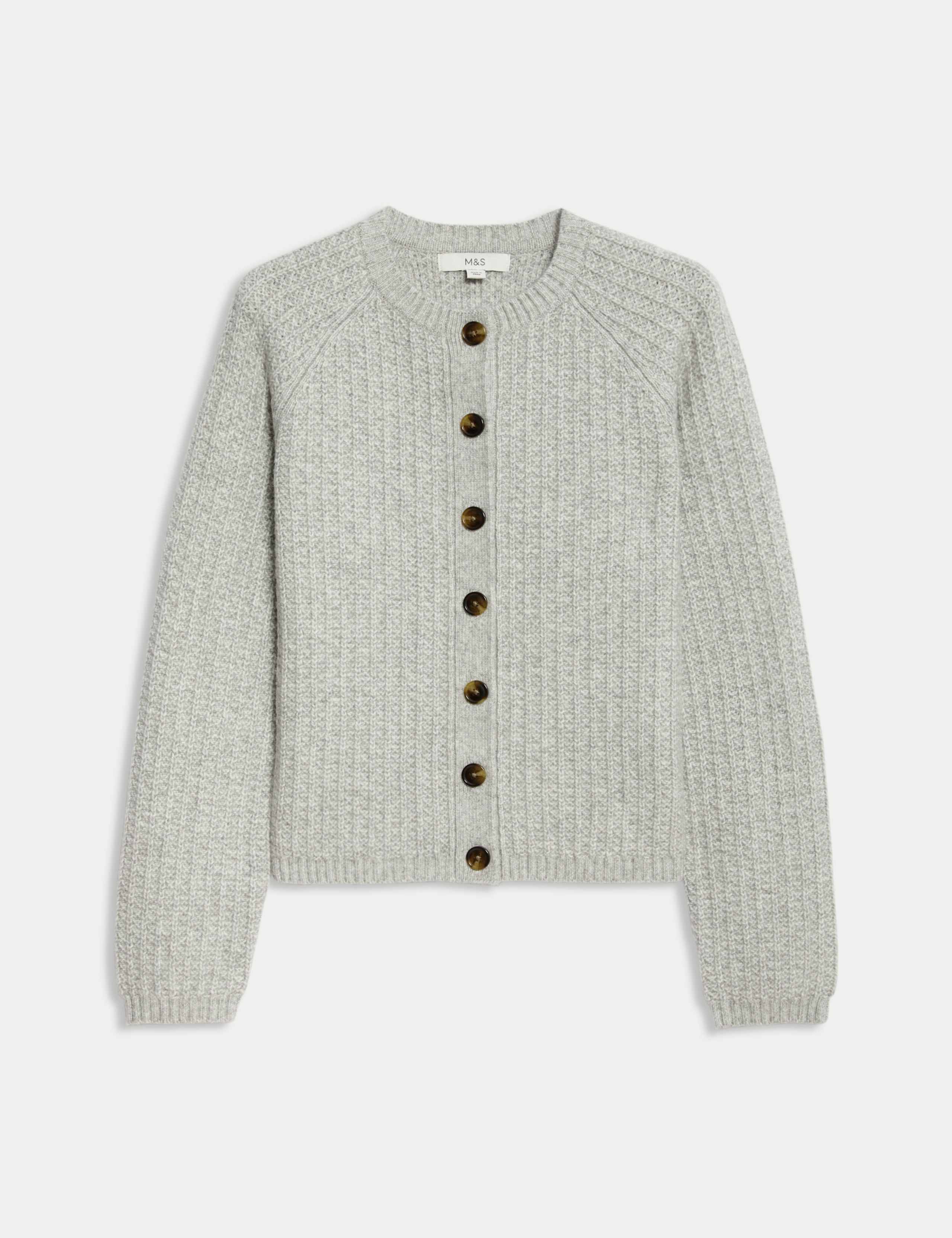 Cloud-Yarn Textured Crew Neck Cardigan 2 of 7
