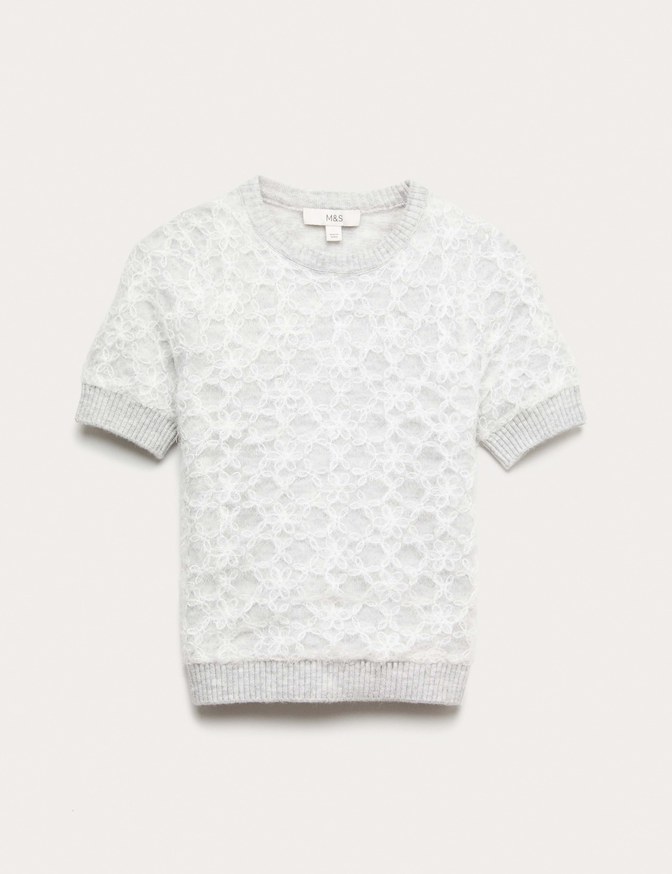 Embellished Floral Crew Neck Knitted Top 2 of 5