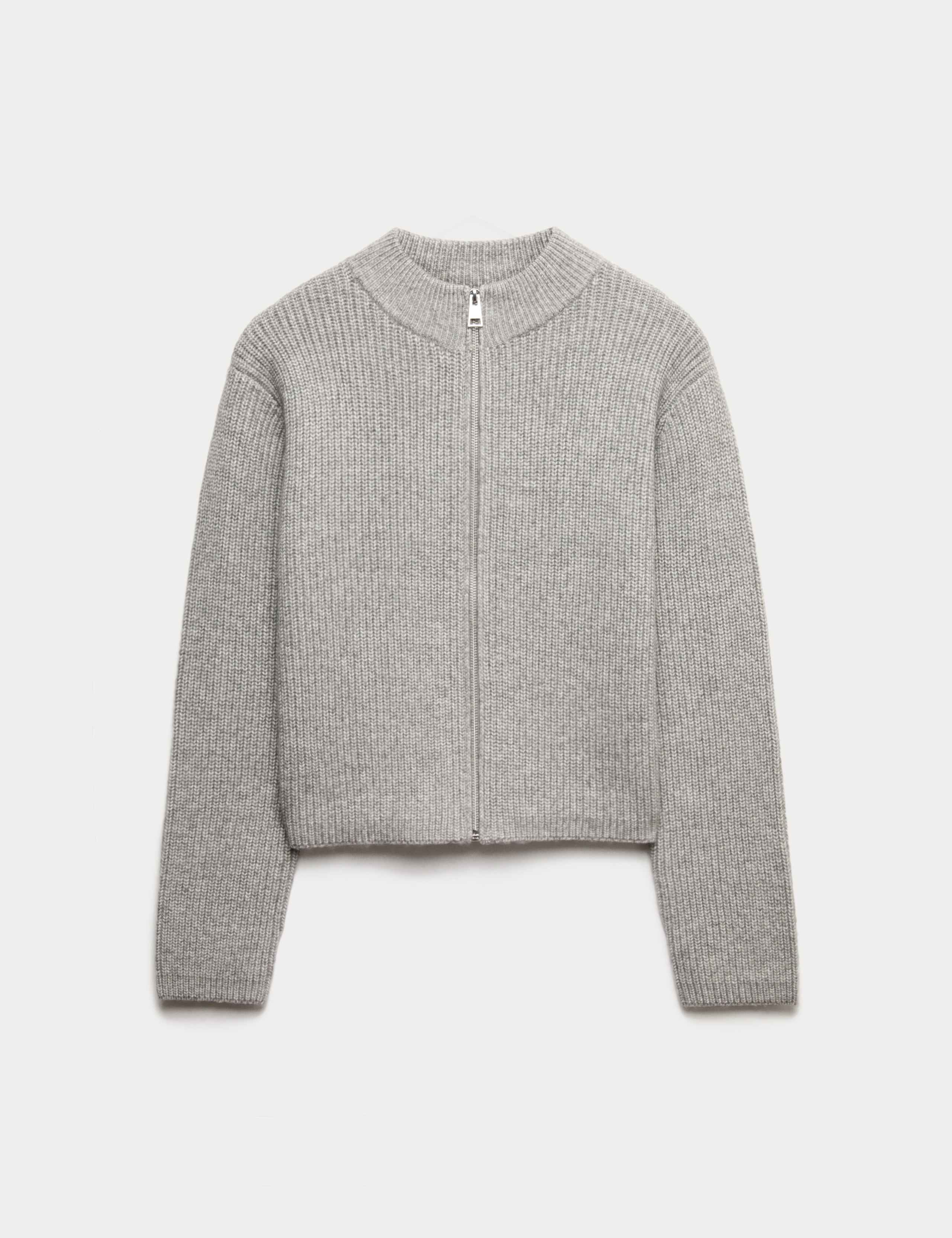 Cloud-Yarn Textured Bomber Cardigan 2 of 4