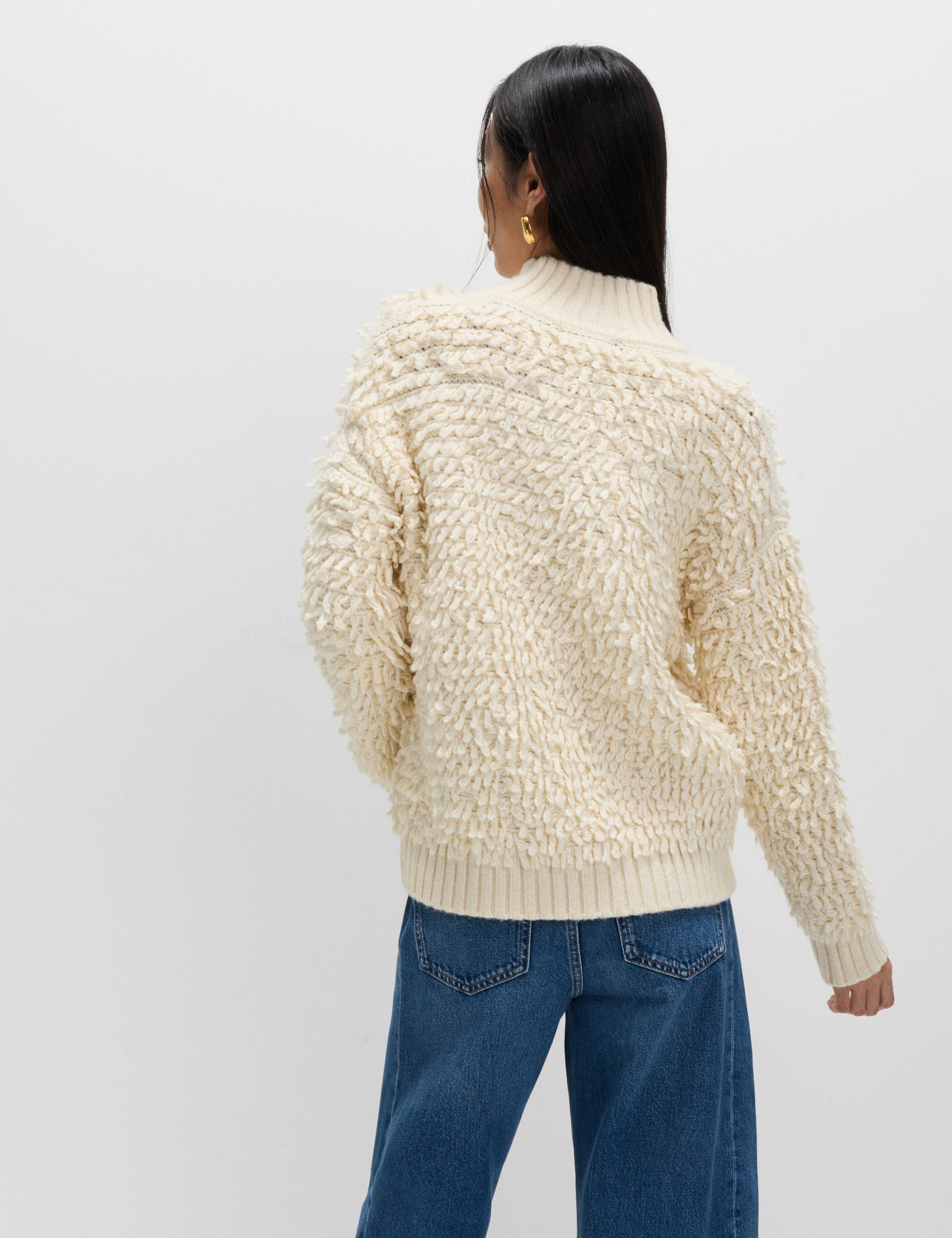 Cloud-Yarn Textured Funnel Neck Relaxed Jumper 5 of 5