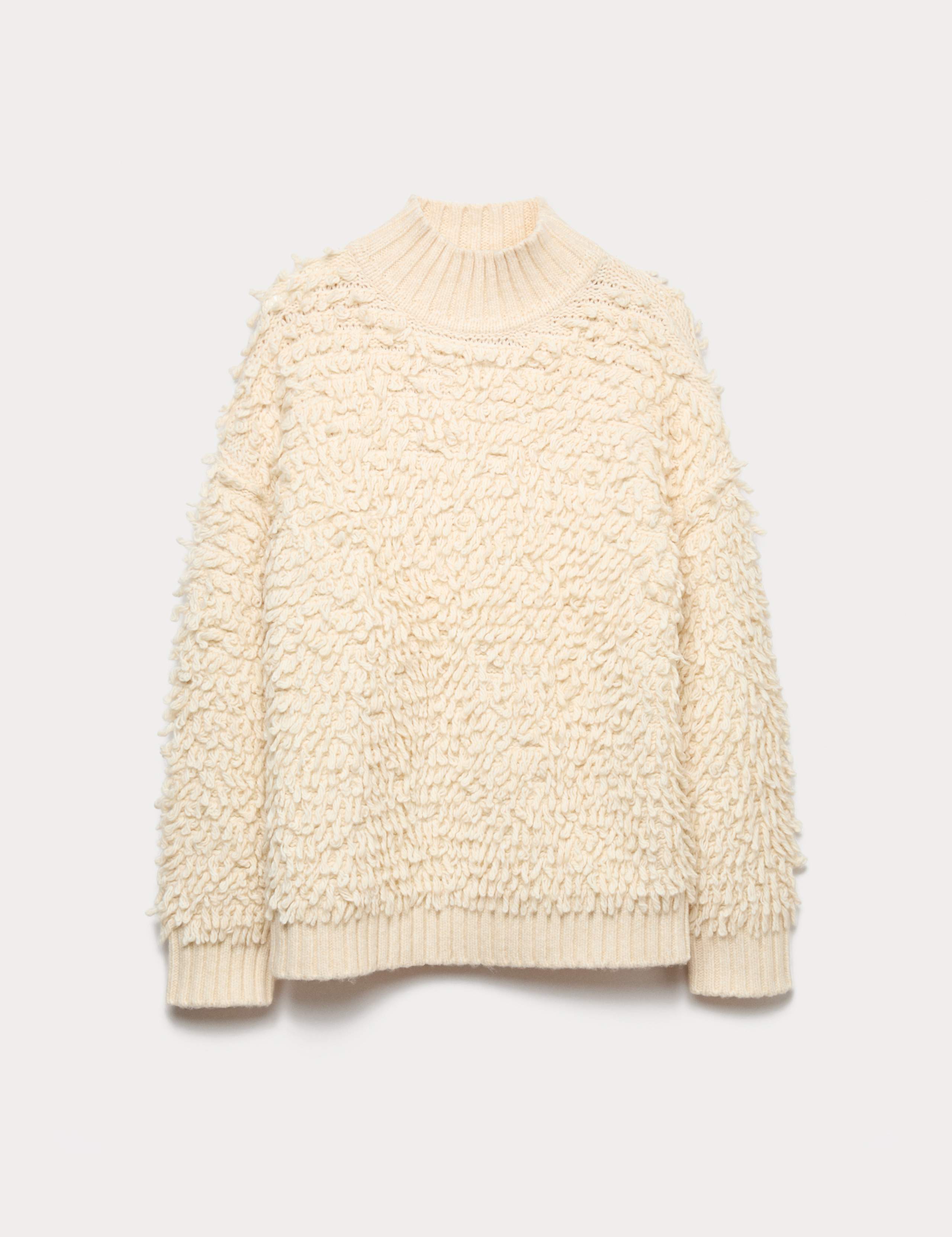 Cloud-Yarn Textured Funnel Neck Relaxed Jumper 2 of 5