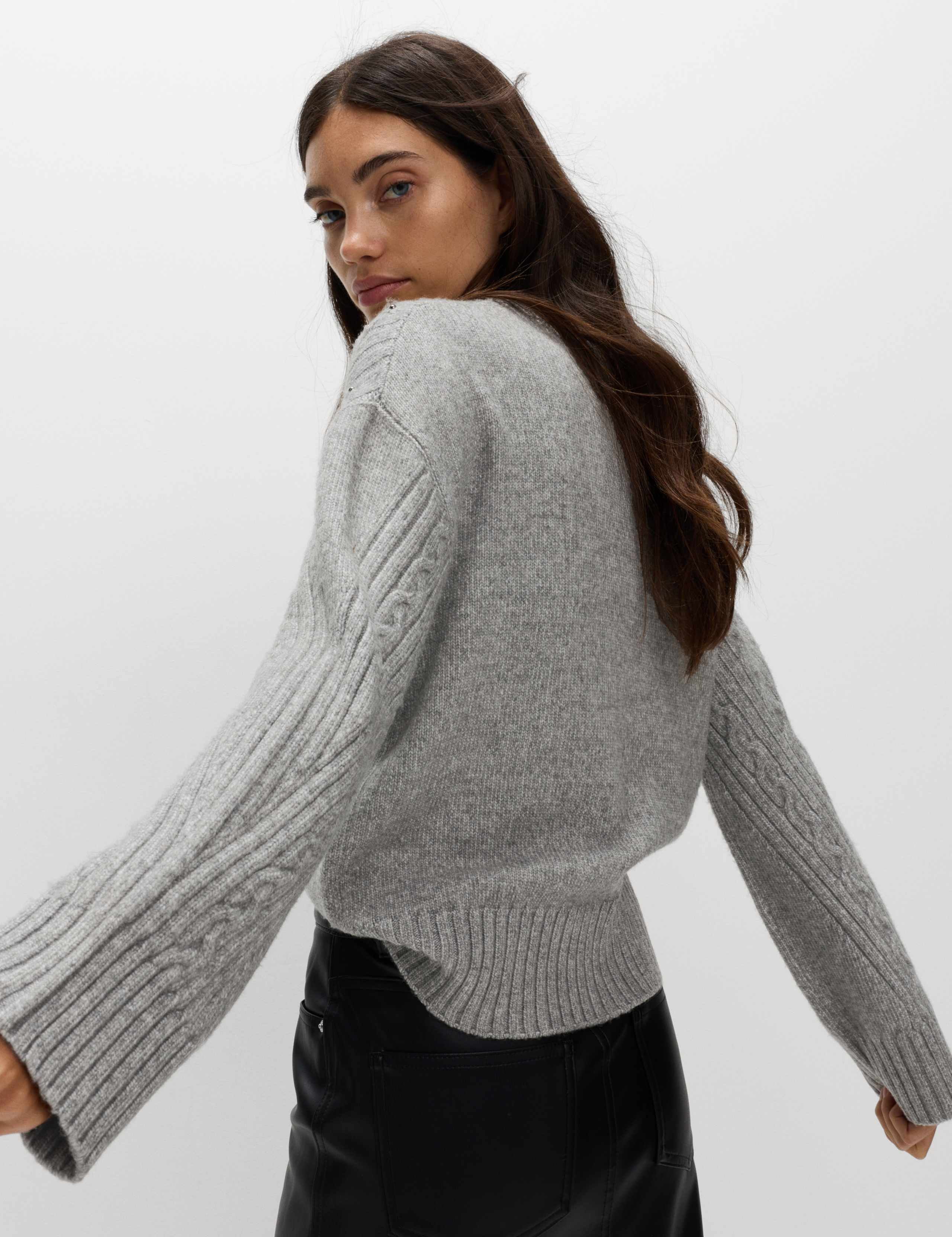 Cloud-Yarn Embellished Cable Knit Jumper 1 of 6