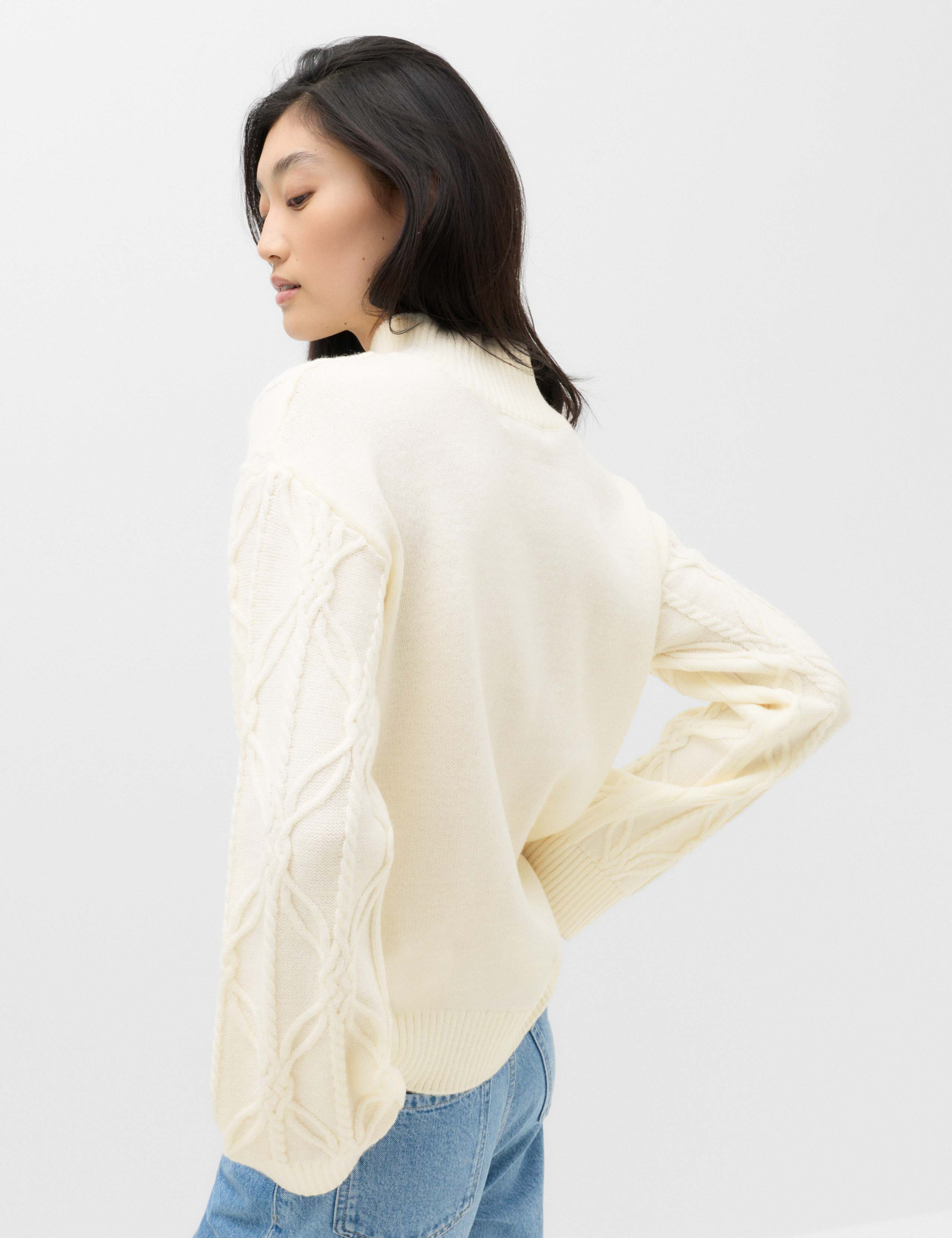 Cloud-Yarn Cable Knit Funnel Neck Jumper 4 of 5