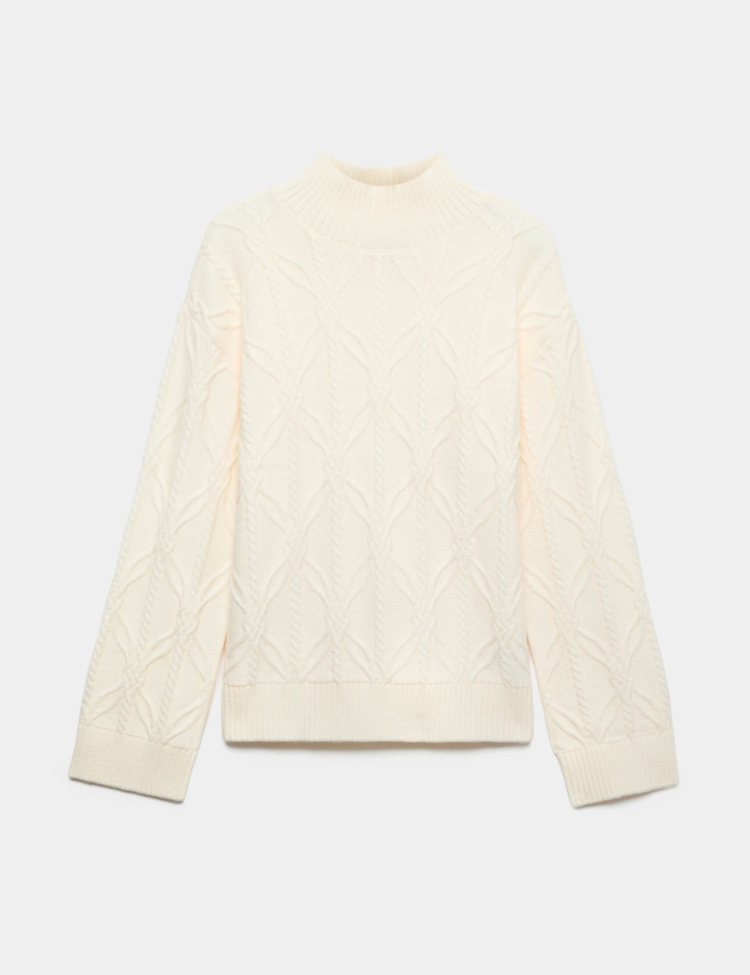 Cloud-Yarn Cable Knit Funnel Neck Jumper 2 of 5