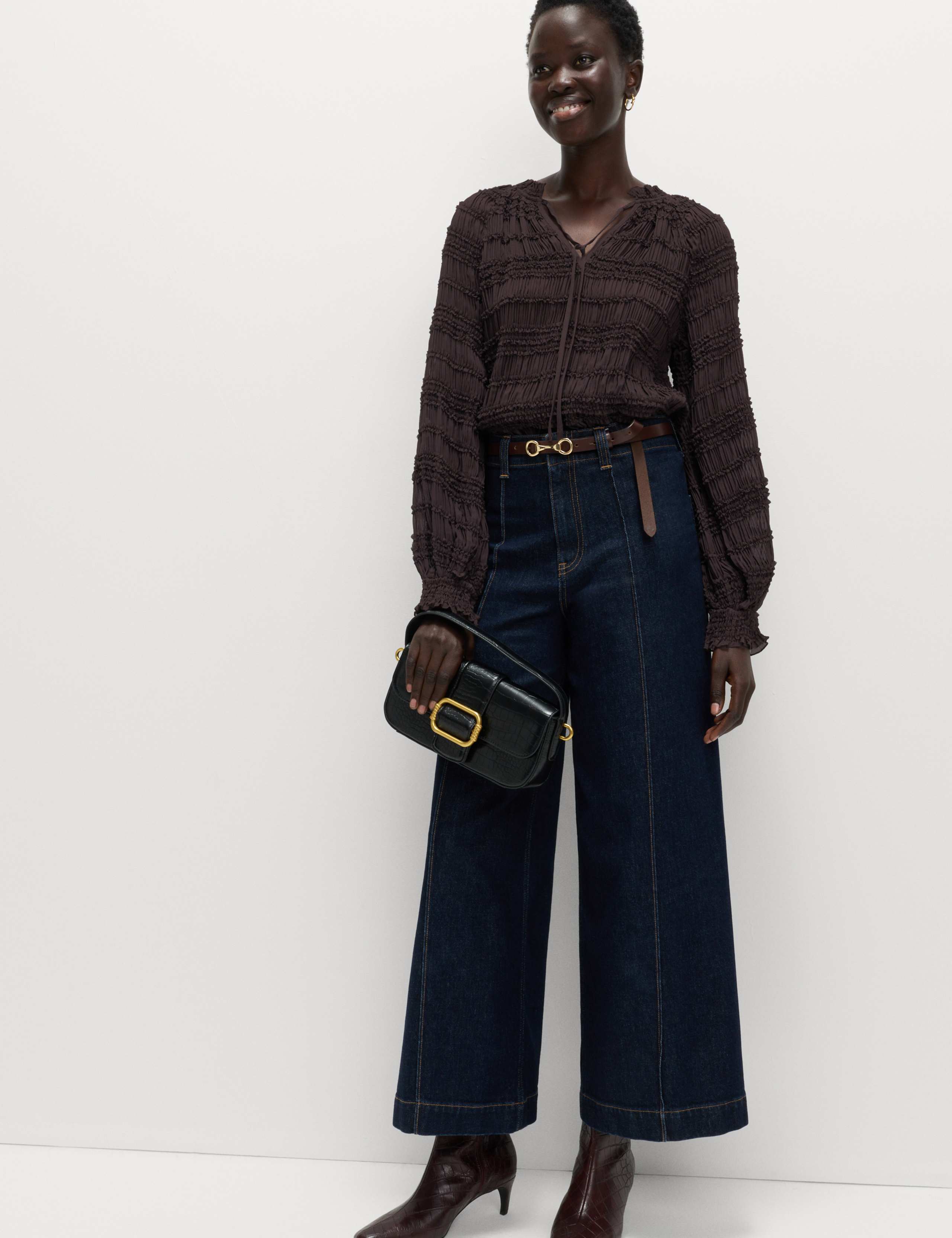 Ruffle Tie Detail Blouson Sleeve Blouse 4 of 6