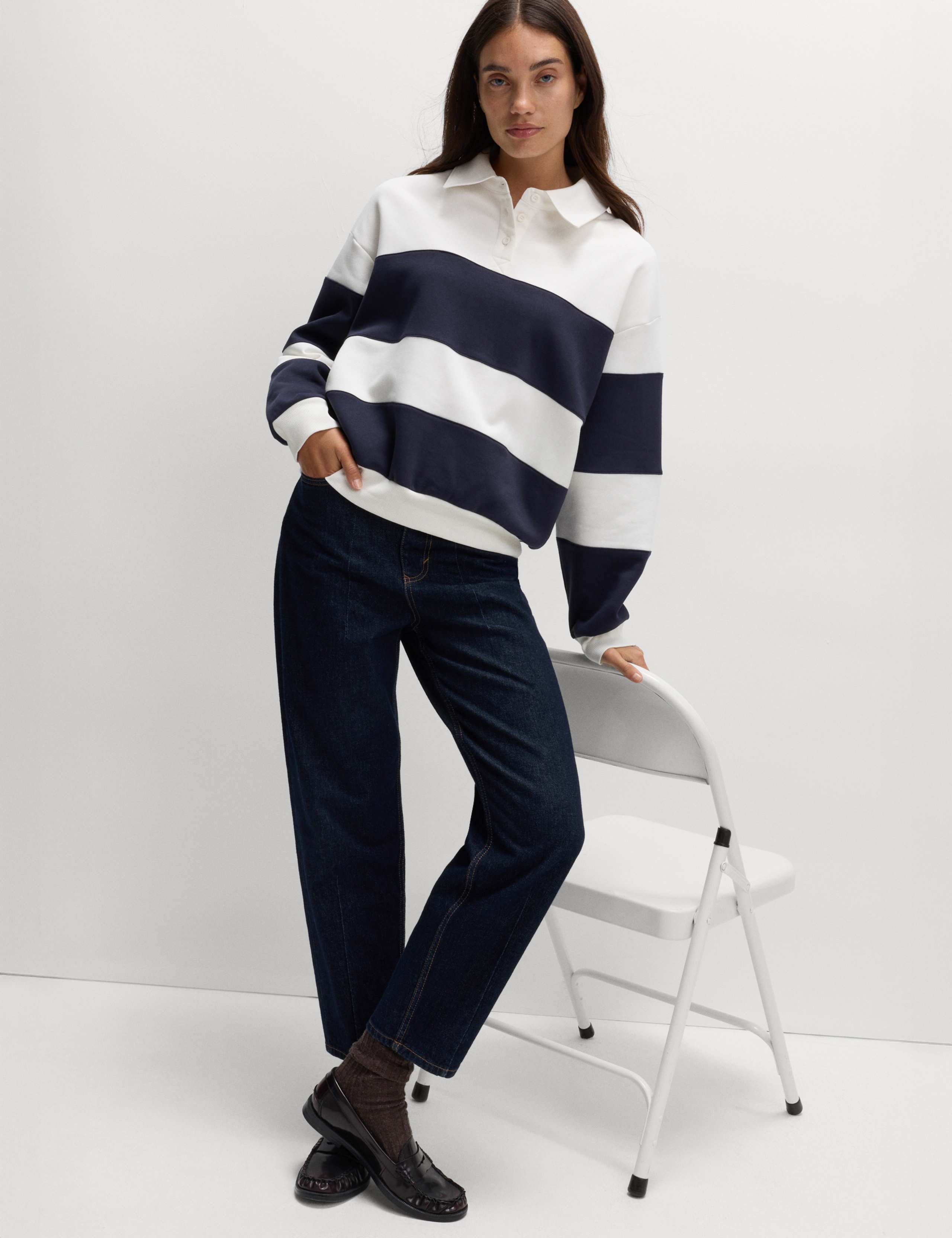 Cotton Rich Striped Rugby Sweatshirt 4 of 5