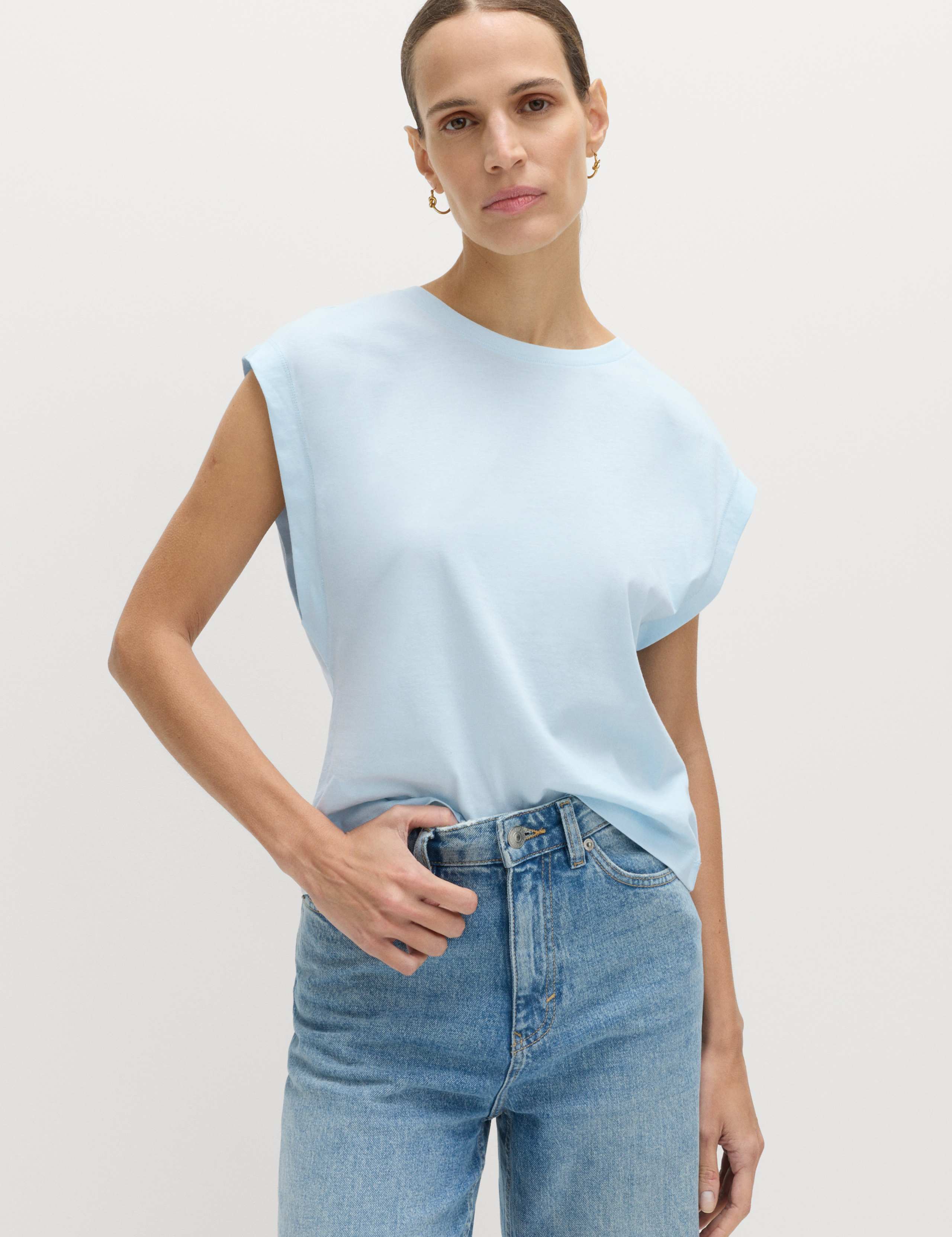 Pure Cotton Cap Sleeve T-Shirt 1 of 4