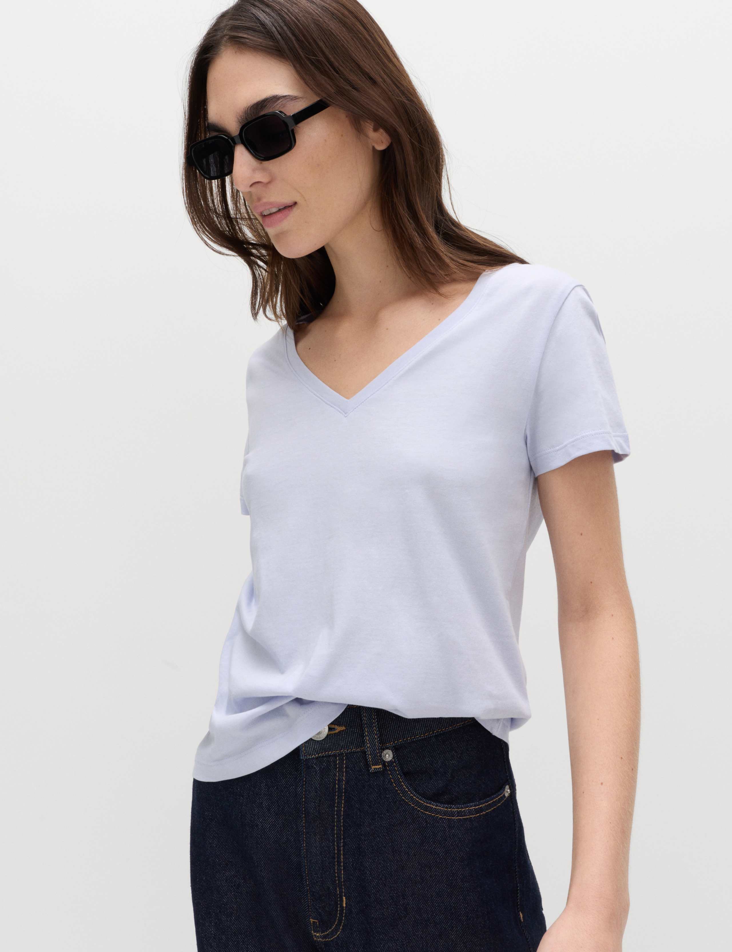 Pure Cotton V-Neck T-Shirt 1 of 5