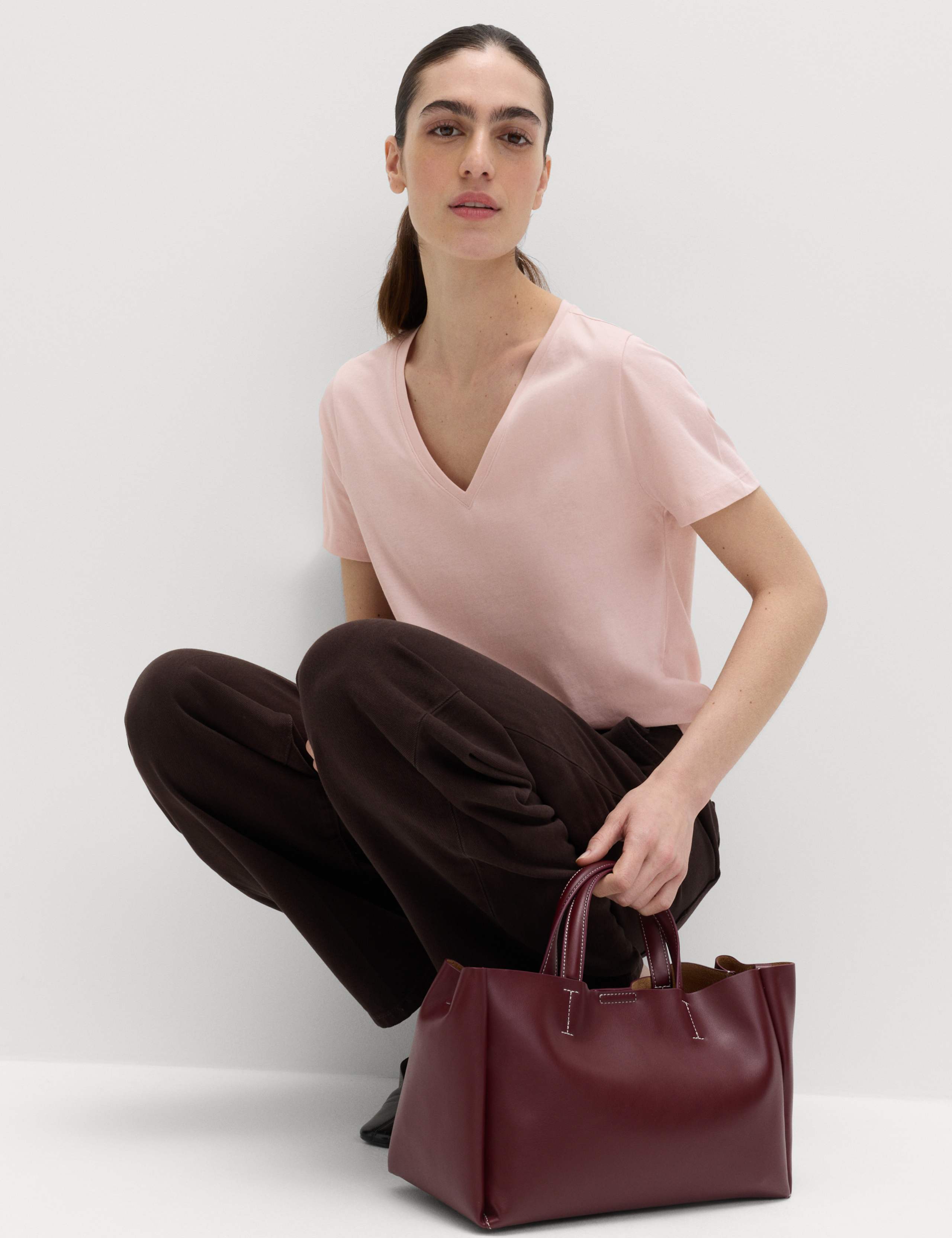 Pure Cotton V-Neck T-Shirt 1 of 4