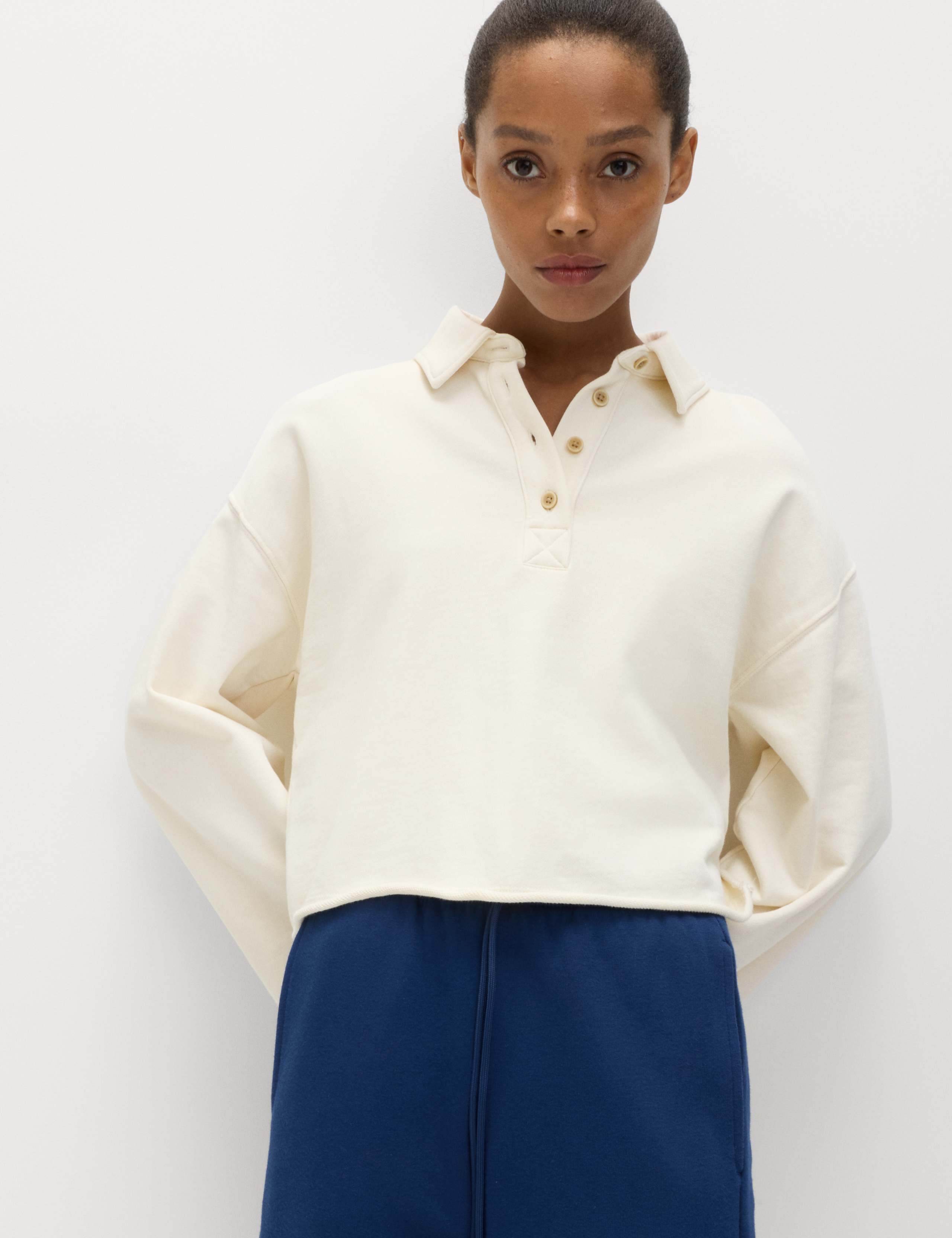 Pure Cotton Henley Sweatshirt 5 of 5