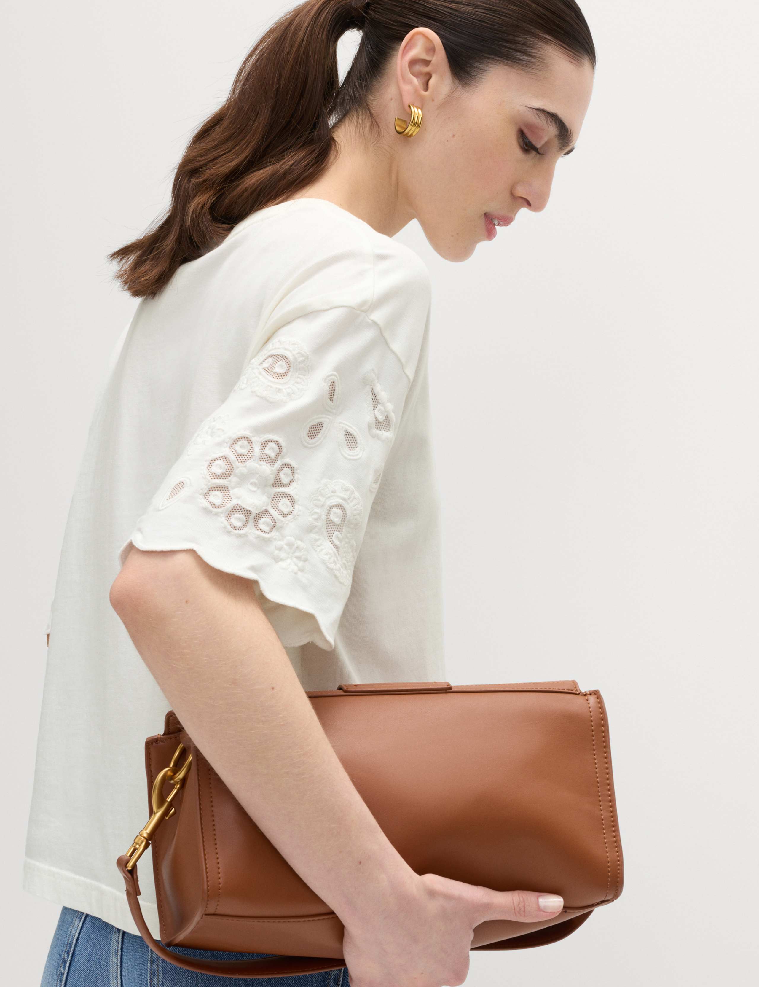 Pure Cotton Broderie Boxy T-Shirt 3 of 5