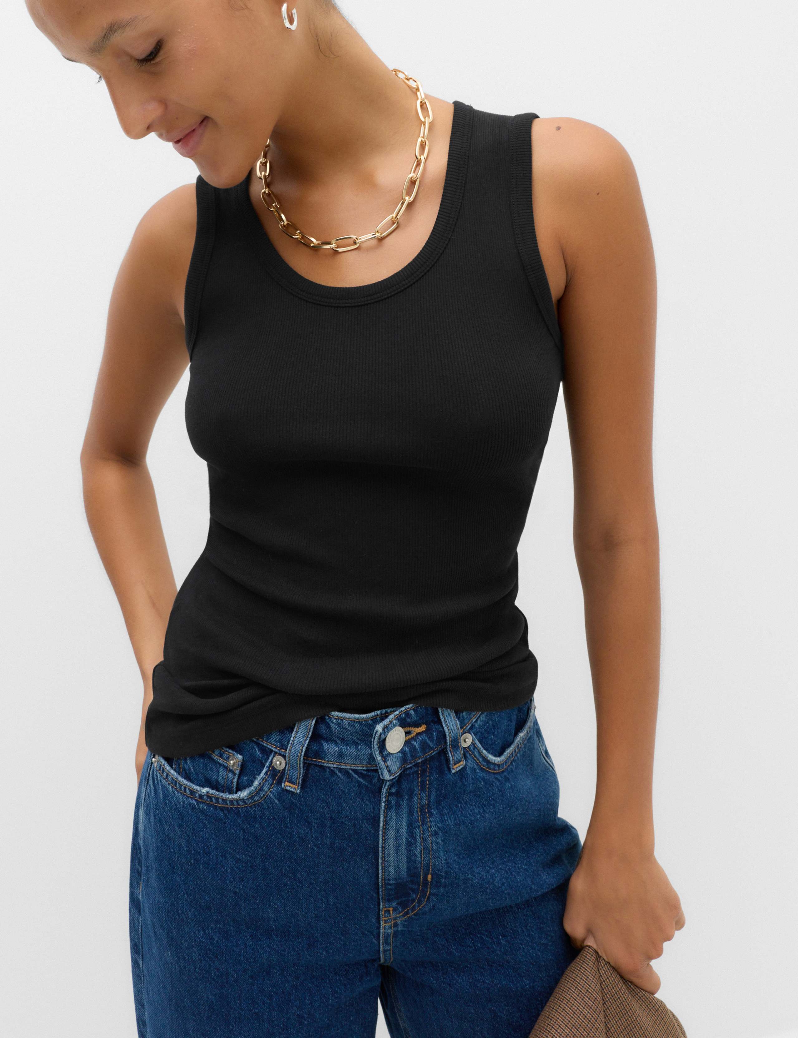 Cotton Rich Ribbed Scoop Neck Vest 3 of 5