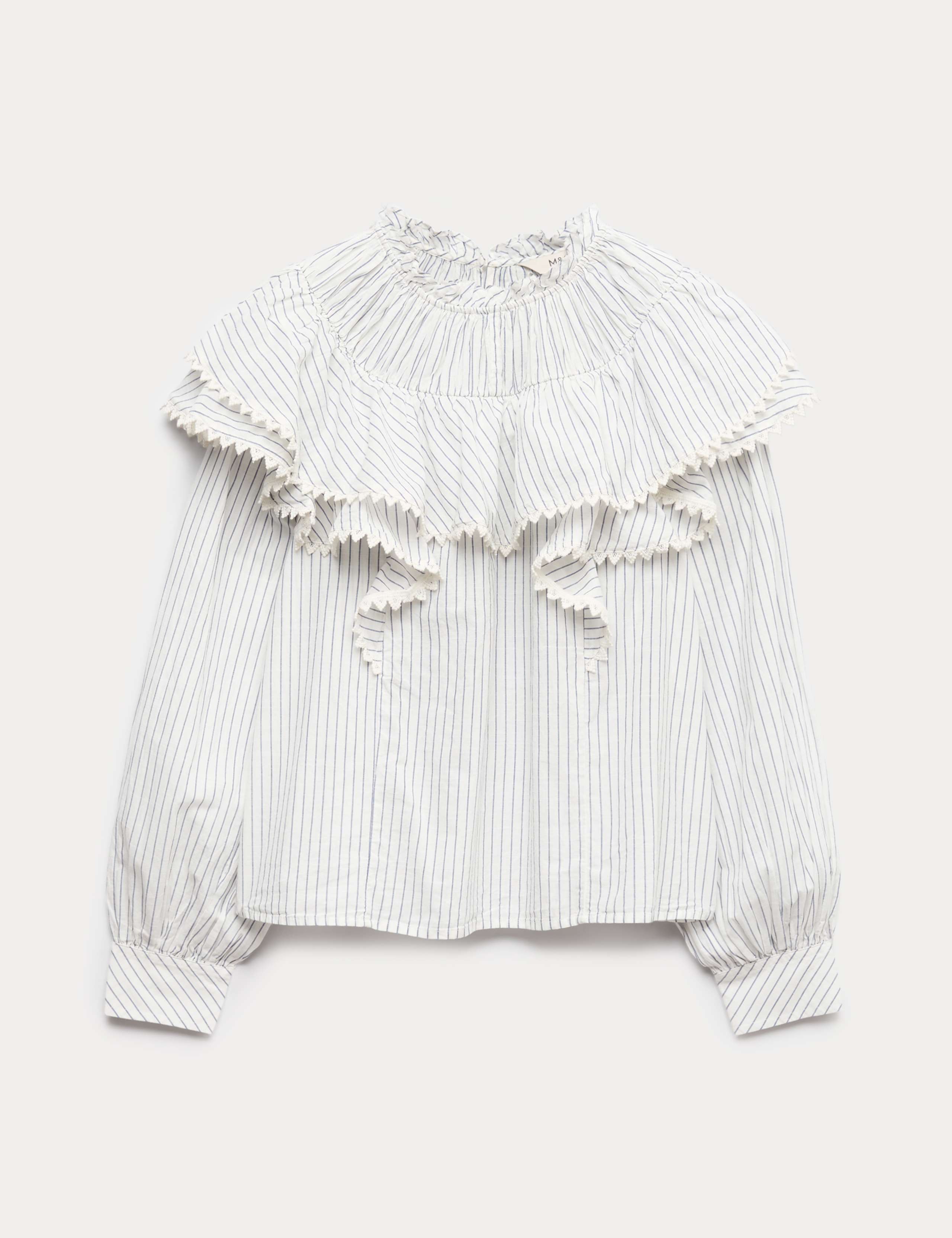 Pure Cotton Striped Lace Detail Blouse 1 of 1