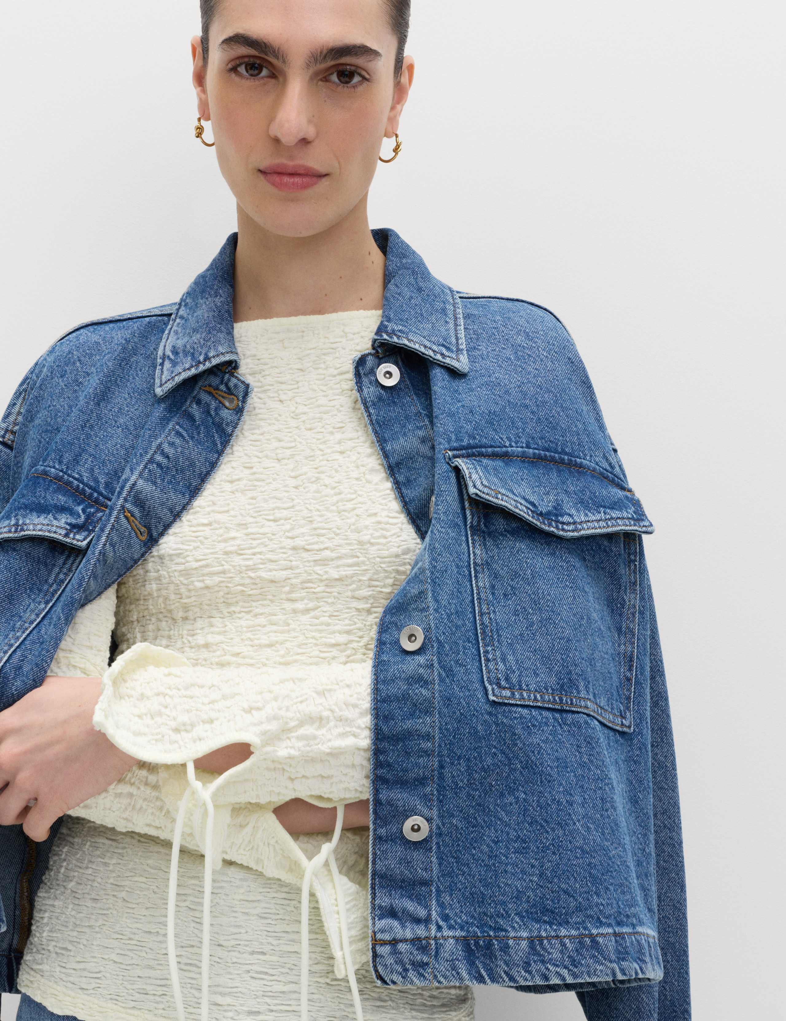 Textured Tie Cuff Long Sleeve Top 3 of 6